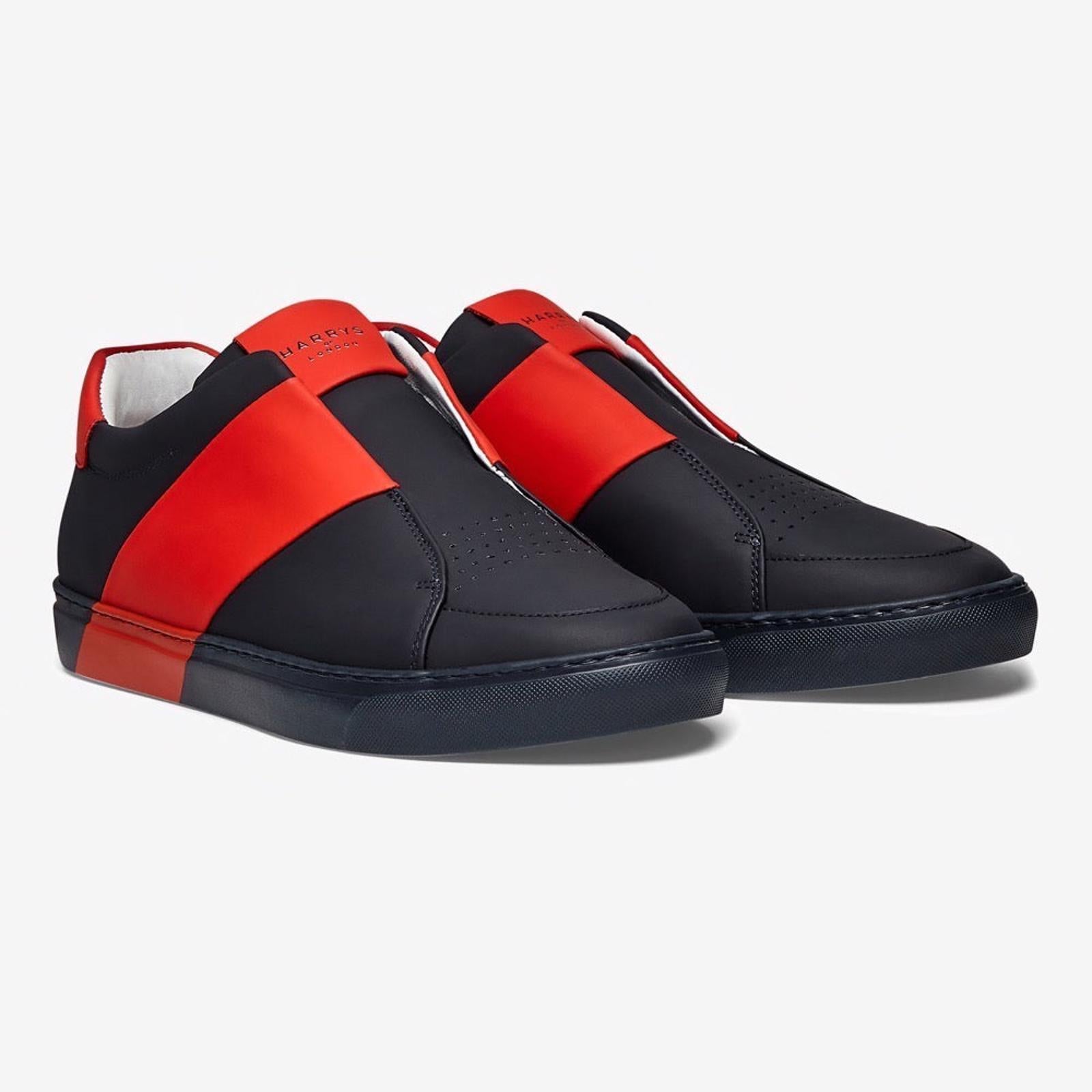 Harrys Of London Bolt 2 Tech Leather Trainer Navy-Red