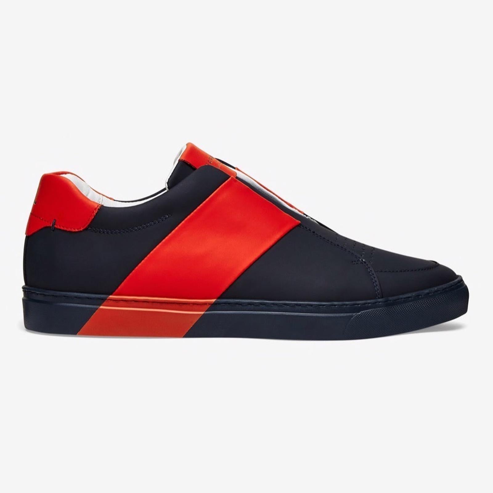 Harrys Of London Bolt 2 Tech Leather Trainer Navy-Red