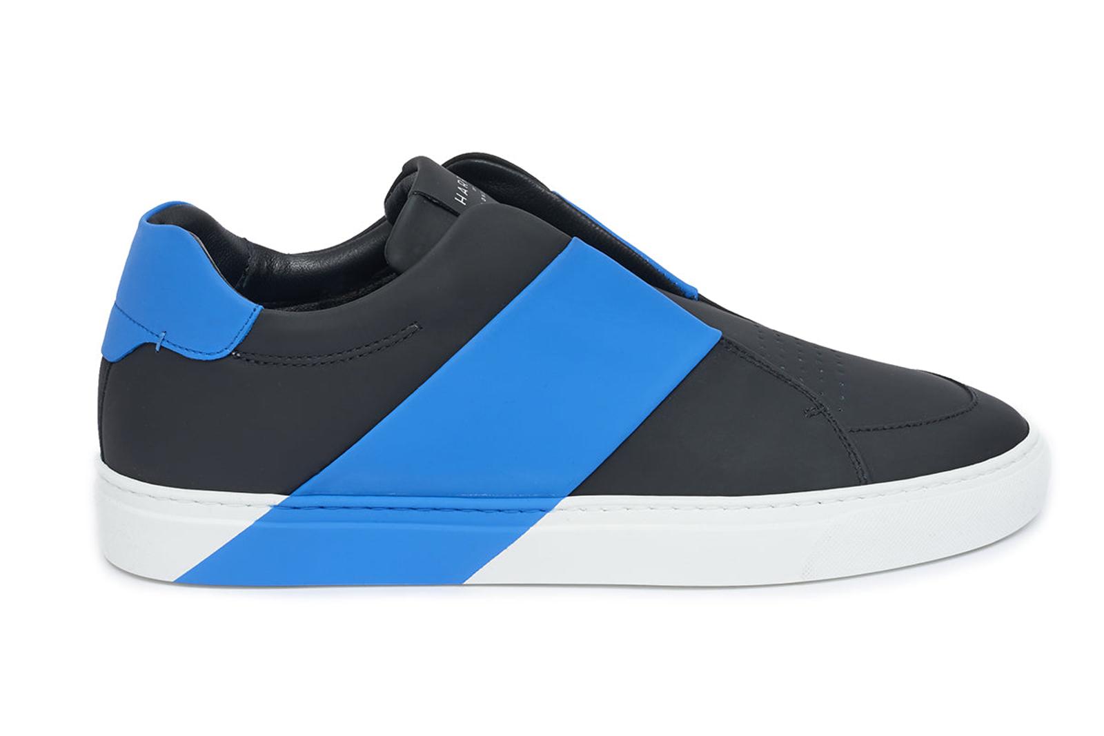 Harrys Of London Bolt Tech Leather Trainer Black/Blue