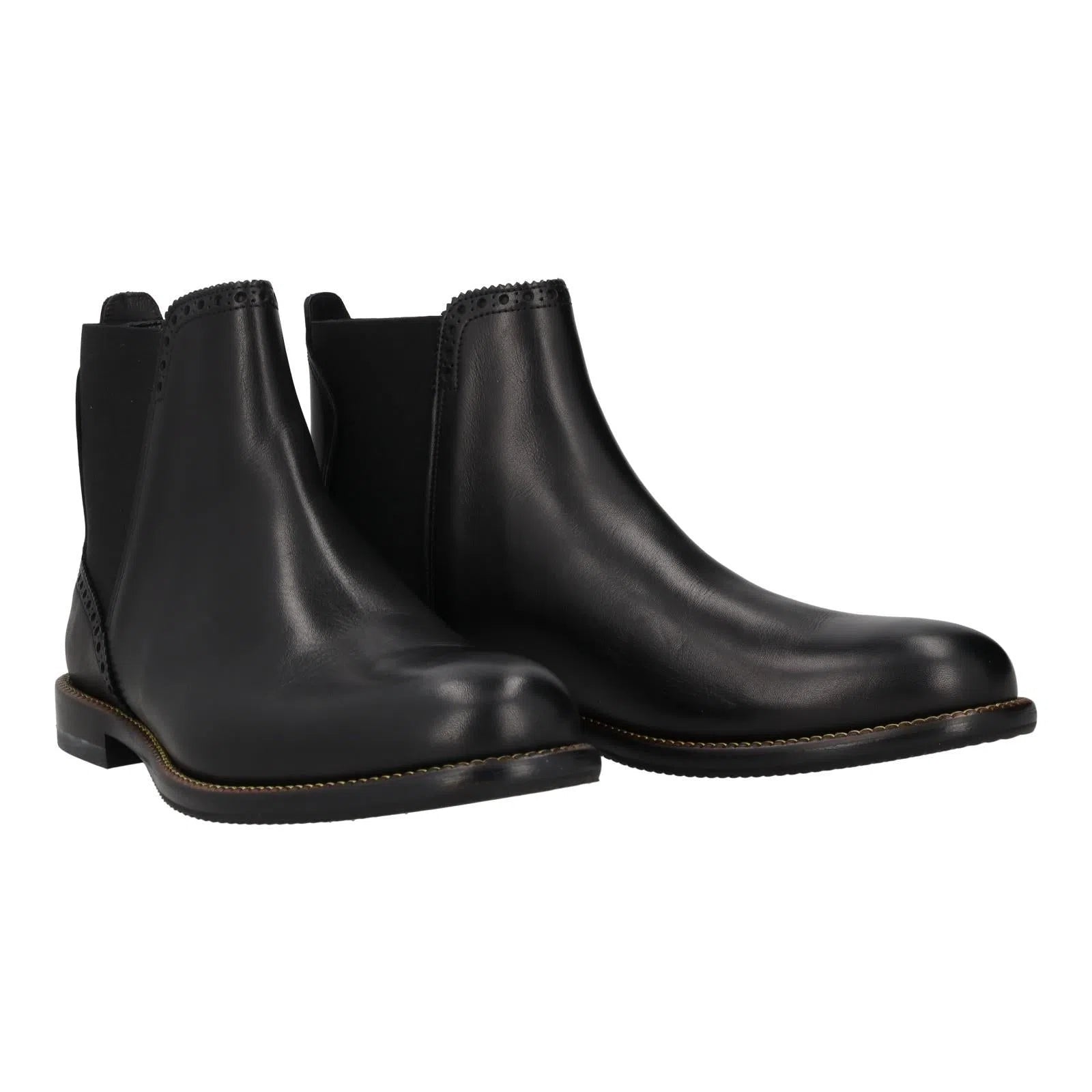 Harrys Of London Brogue Leather Chelsea Boot Black-MALFORD OF LONDON SAVILE ROW MENSWEAR OUTLET