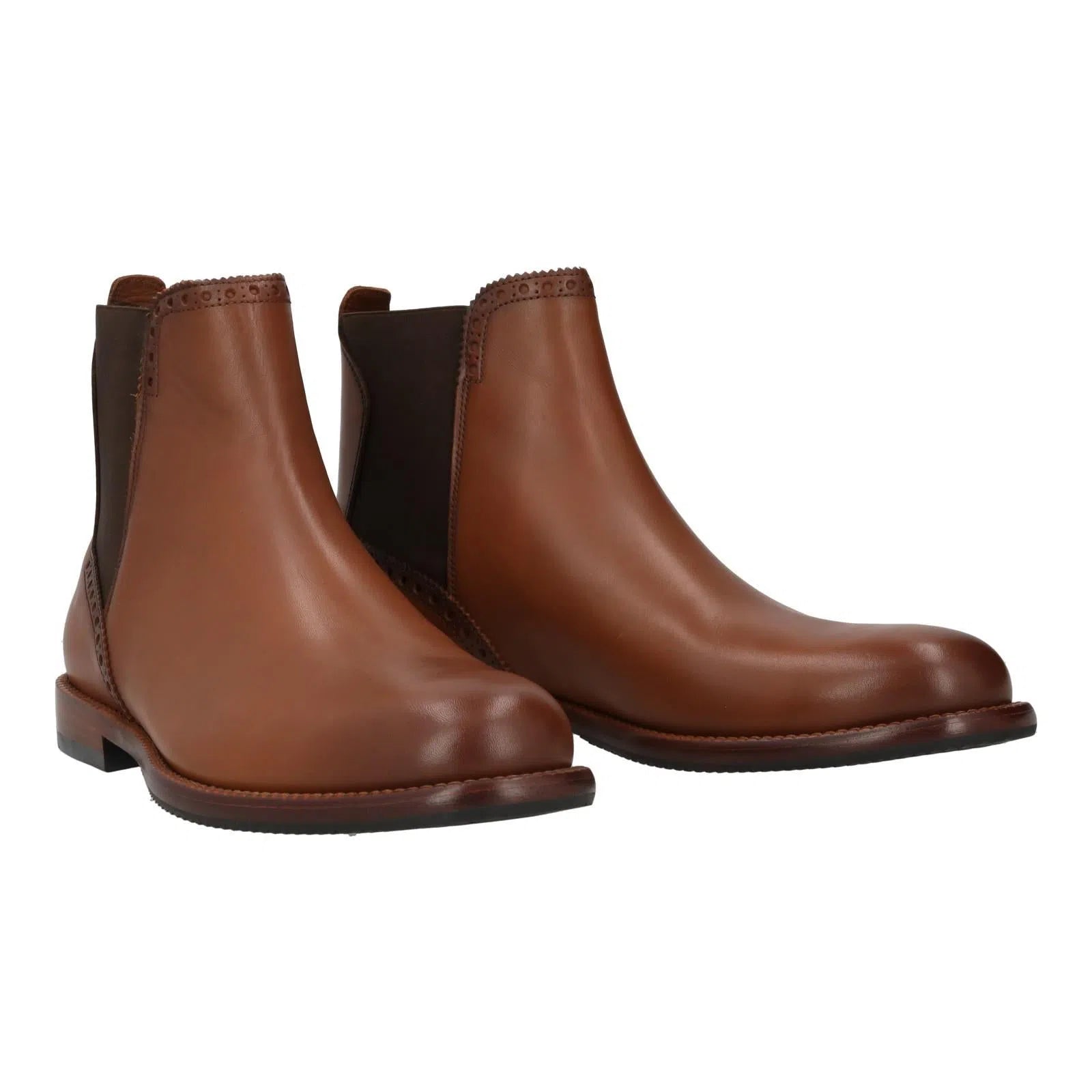 Harrys Of London Brogue Leather Chelsea Boot Cigar-MALFORD OF LONDON SAVILE ROW MENSWEAR OUTLET