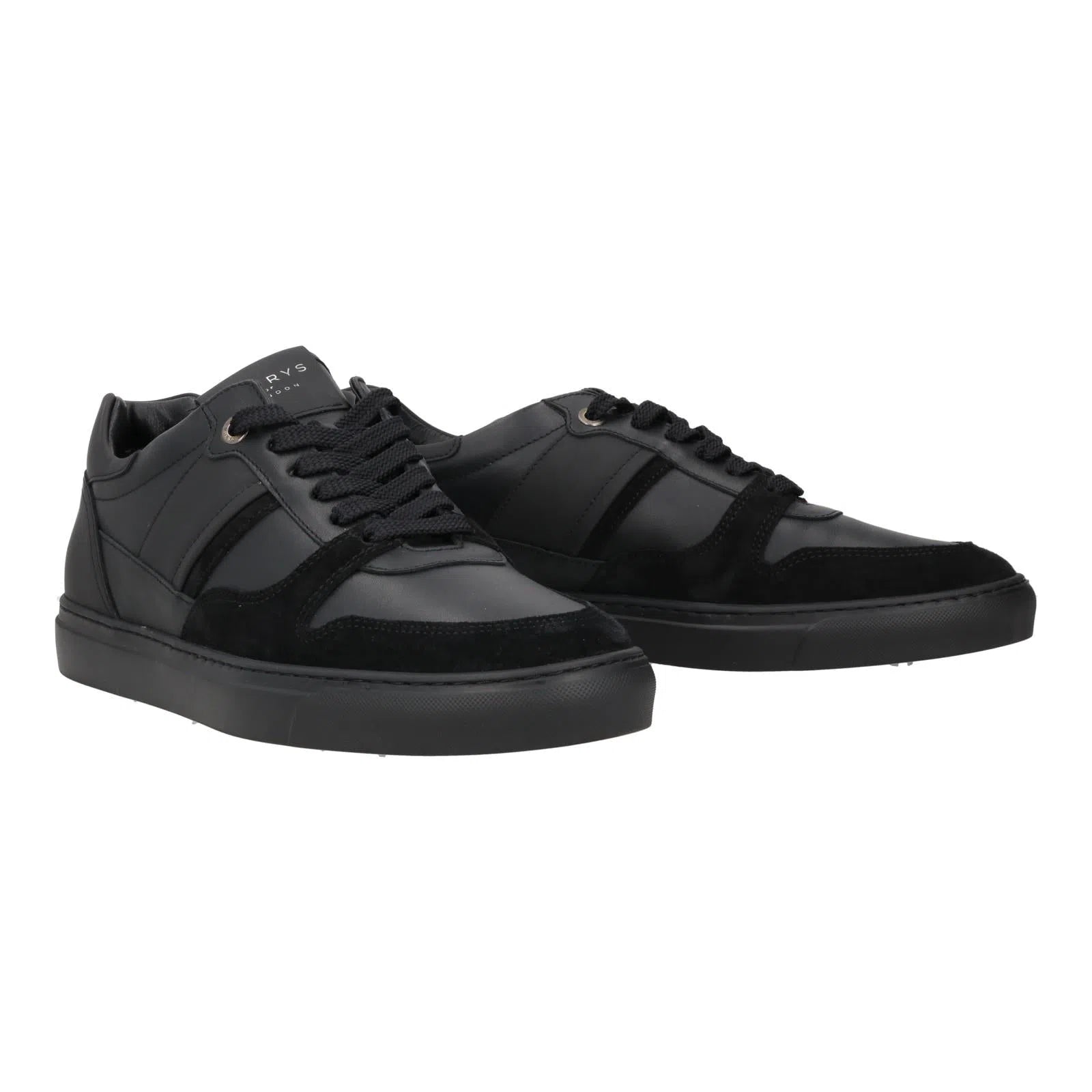 Harrys Of London Calf/Tech Leather Black Court Sneaker-MALFORD OF LONDON SAVILE ROW MENSWEAR OUTLET