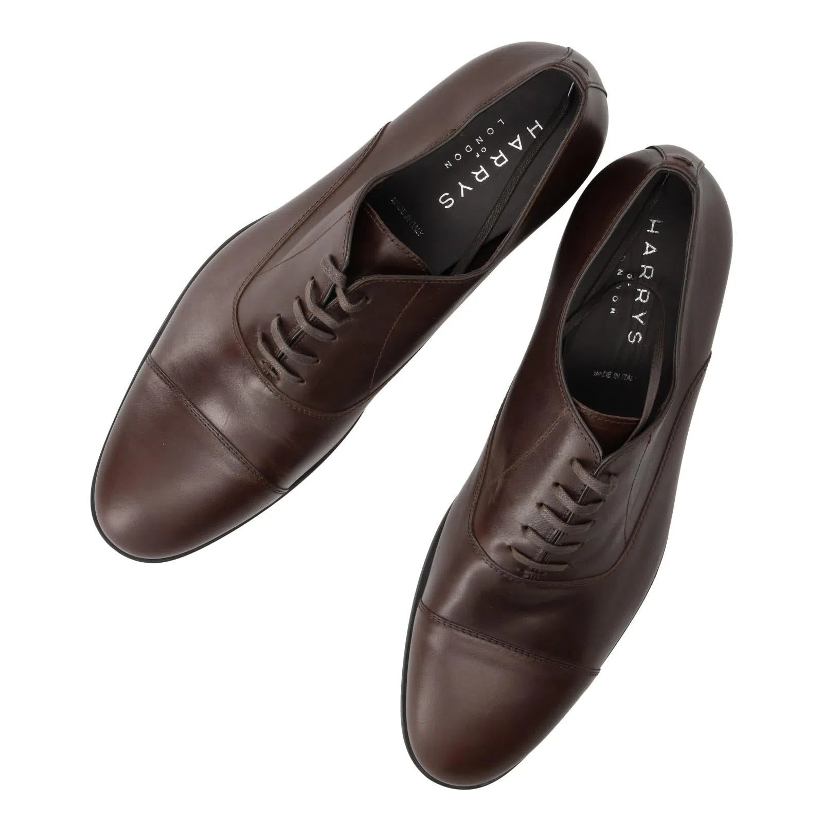 Harrys Of London Charles R Polished Leather Derby Shoe Dark Brown-MALFORD OF LONDON SAVILE ROW MENSWEAR OUTLET