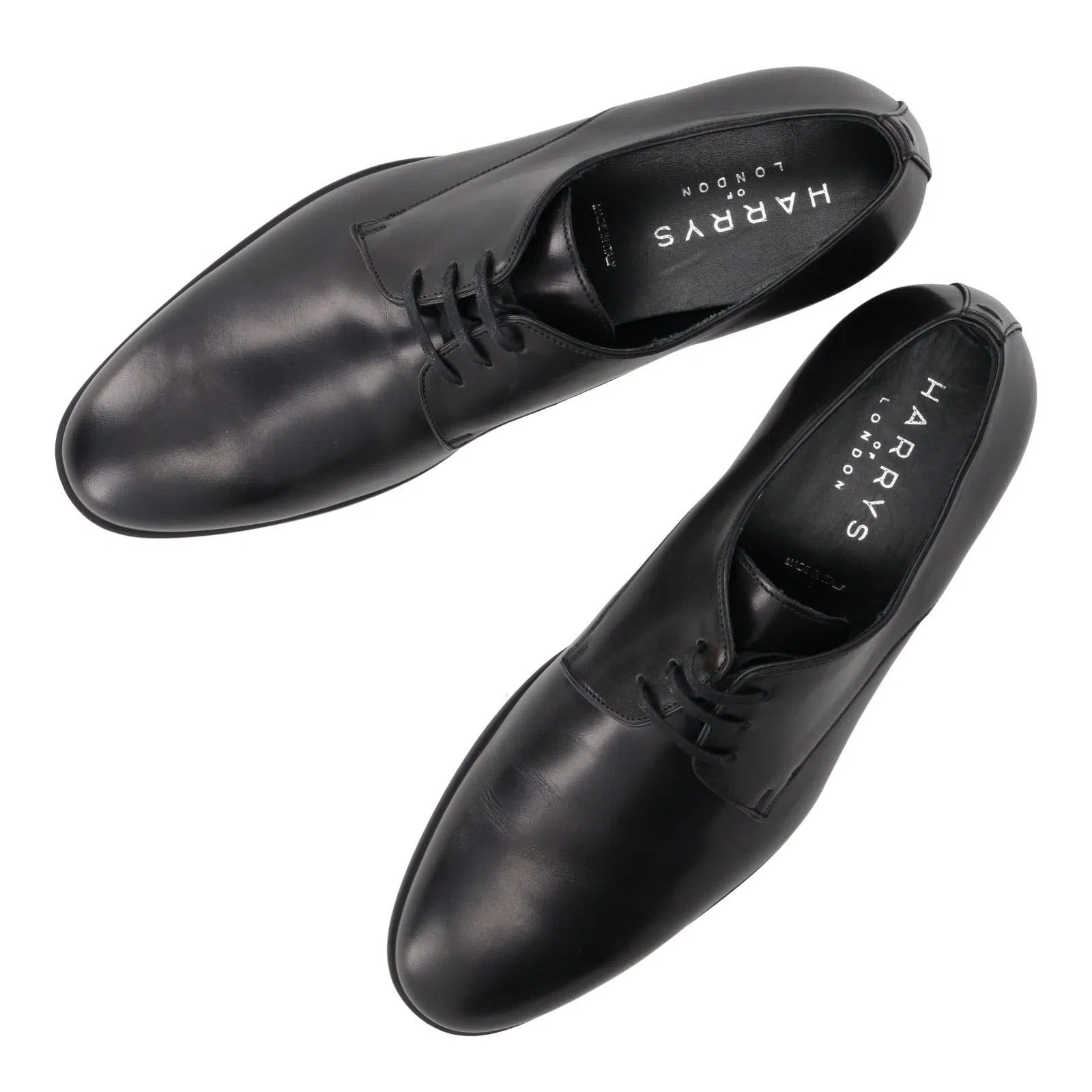 Harrys Of London Christopher R Polished Leather Derby Shoe Black-MALFORD OF LONDON SAVILE ROW MENSWEAR OUTLET