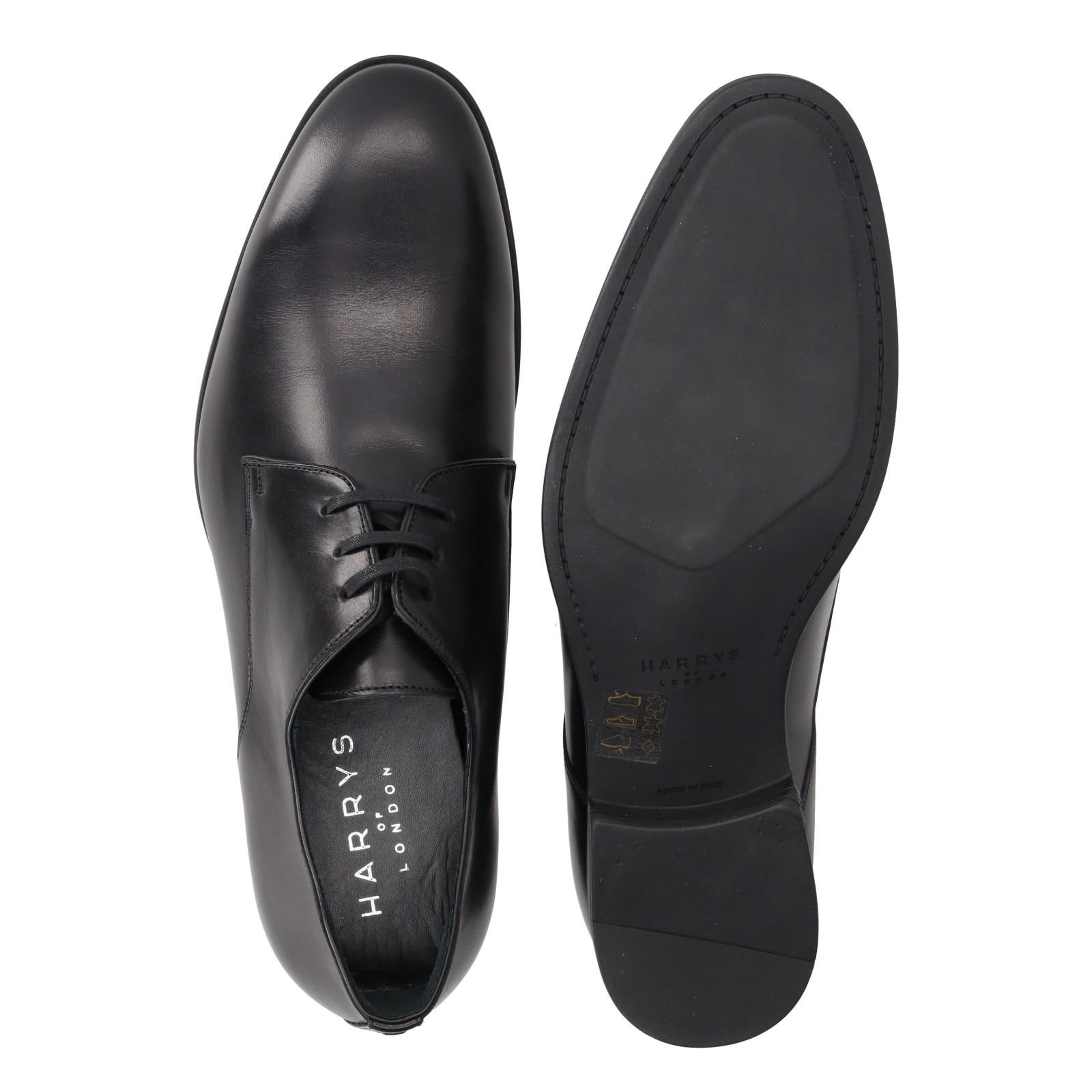 Harrys Of London Christopher R Polished Leather Derby Shoe Black-MALFORD OF LONDON SAVILE ROW MENSWEAR OUTLET