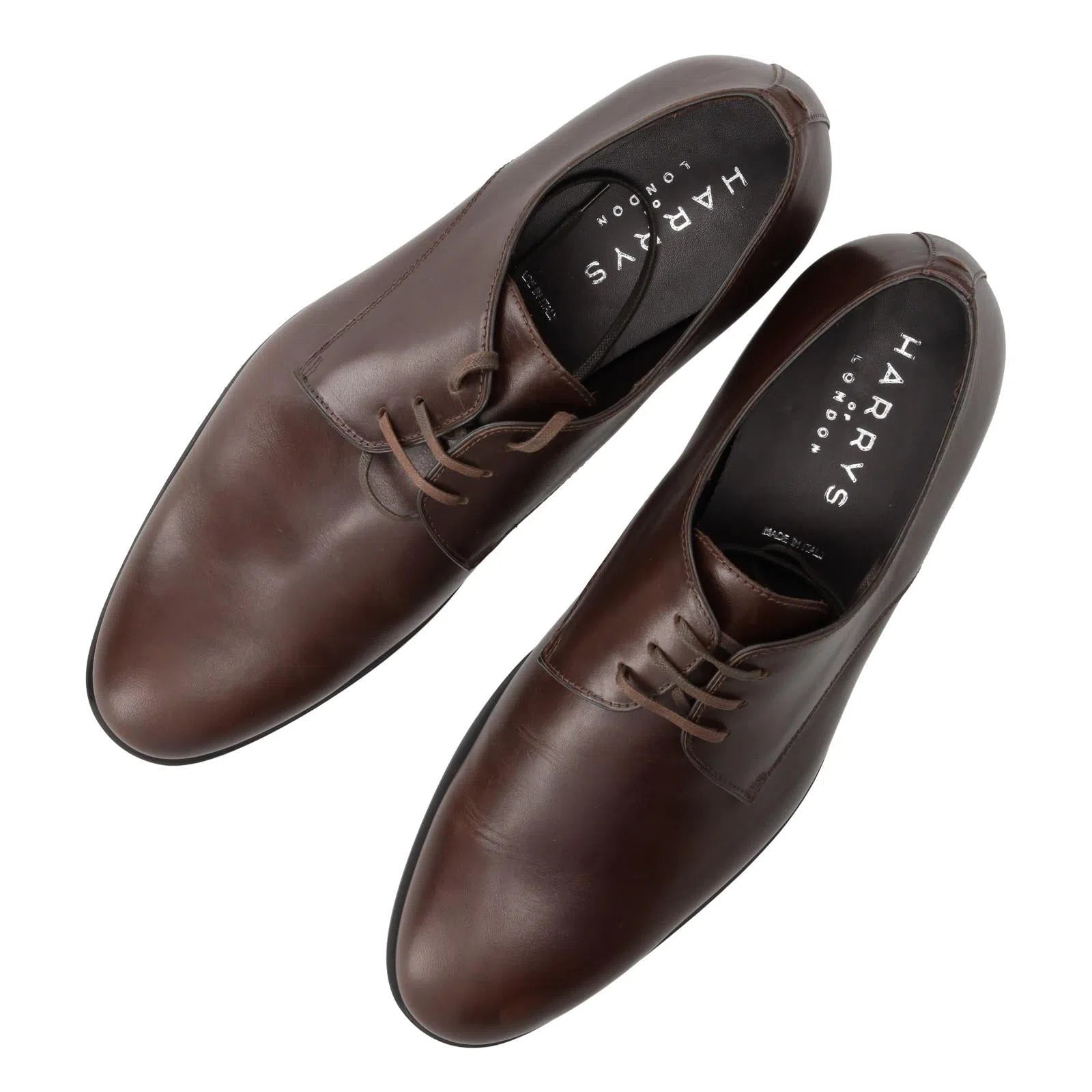 Harrys Of London Christopher R Polished Leather Derby Shoe Dark Brown-MALFORD OF LONDON SAVILE ROW MENSWEAR OUTLET