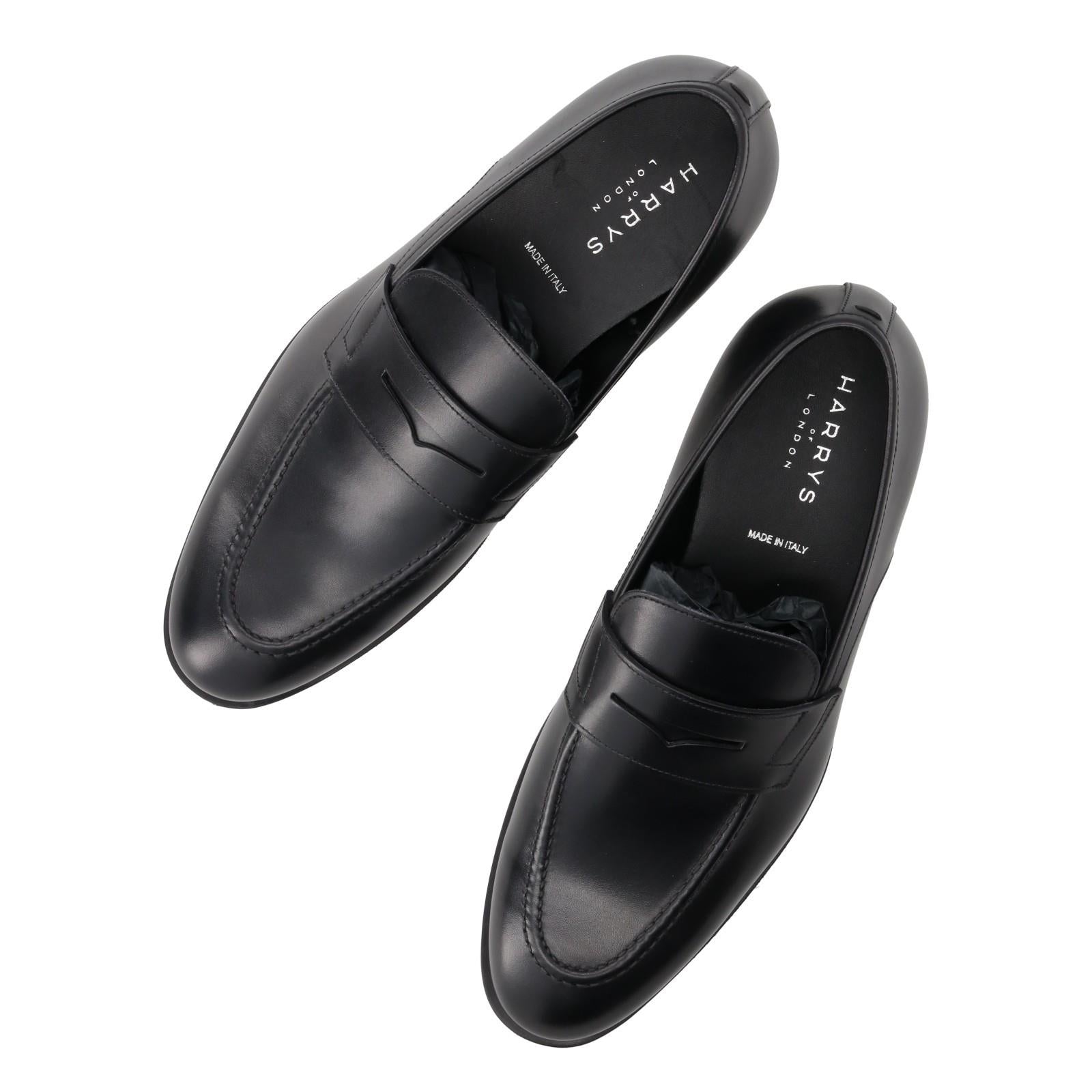 Harrys Of London Clive F Polished Leather Loafer Black-MALFORD OF LONDON SAVILE ROW MENSWEAR OUTLET