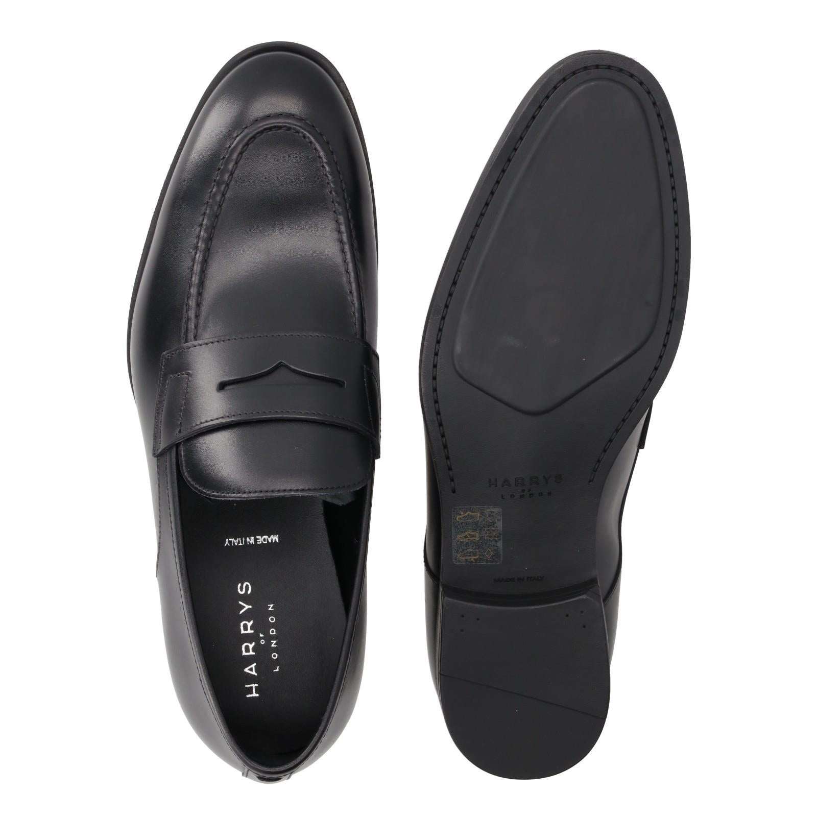 Harrys Of London Clive F Polished Leather Loafer Black-MALFORD OF LONDON SAVILE ROW MENSWEAR OUTLET