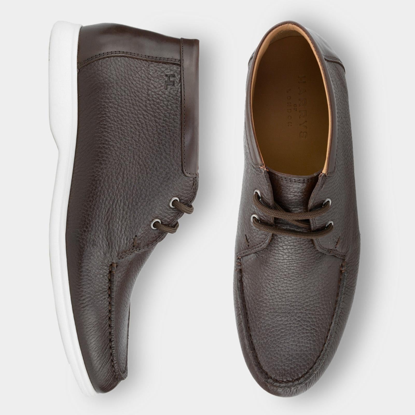 Harrys Of London Deck Deerskin Shoe Dark Brown-MALFORD OF LONDON SAVILE ROW MENSWEAR OUTLET