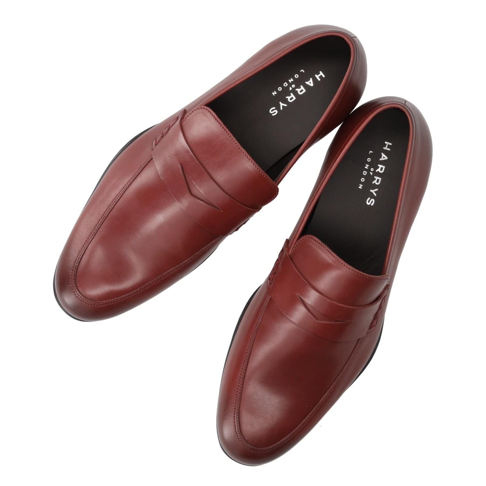 Harrys Of London Downing 3D F Satin Leather Loafer Burgundy-MALFORD OF LONDON SAVILE ROW MENSWEAR OUTLET