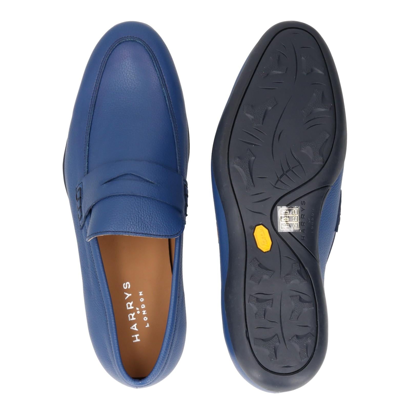 Harrys Of London Downing 3D G Milled Leather Penny Loafer Navy-MALFORD OF LONDON SAVILE ROW MENSWEAR OUTLET