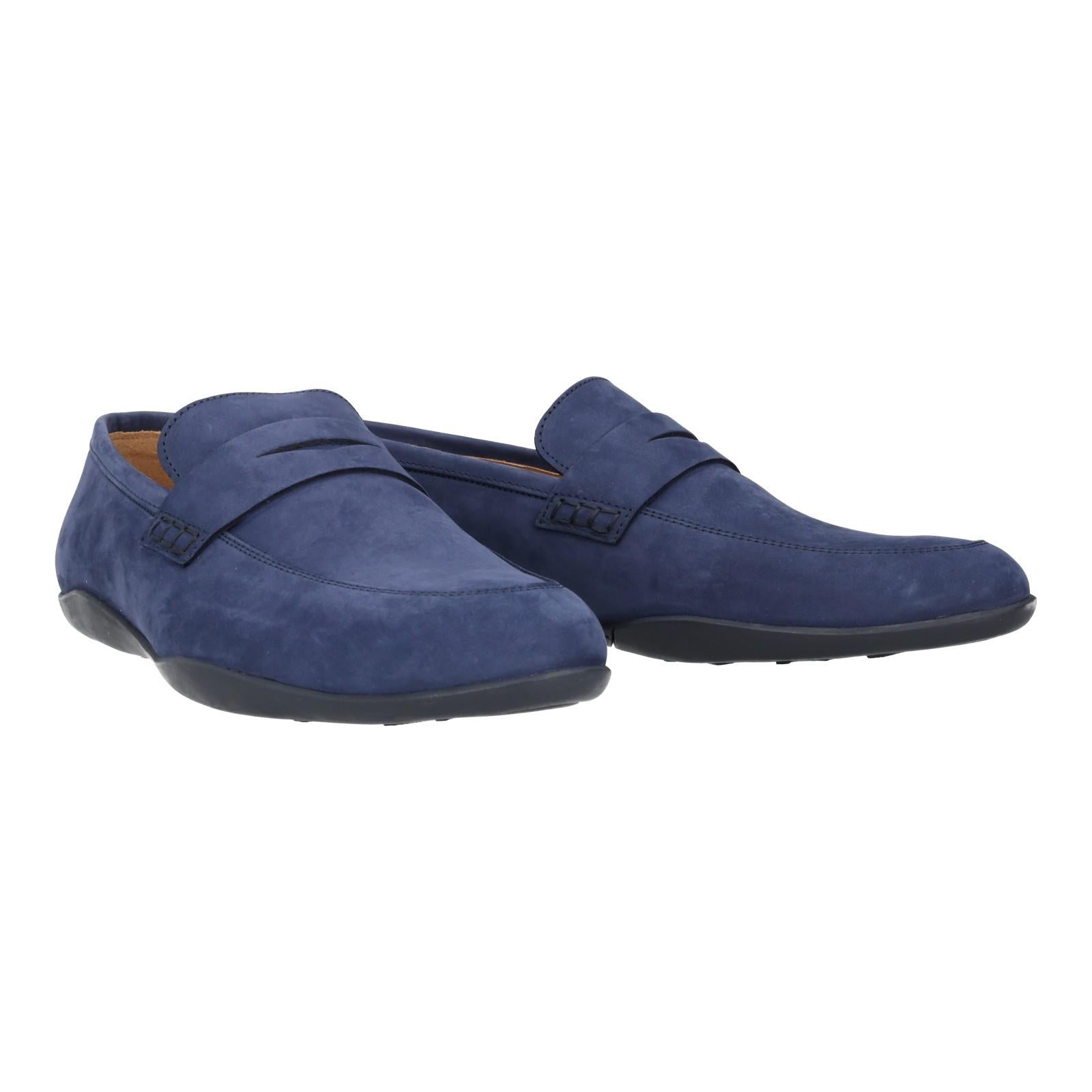 Harrys Of London Downing G Nubuk Loafer Vintage Denim-MALFORD OF LONDON SAVILE ROW MENSWEAR OUTLET