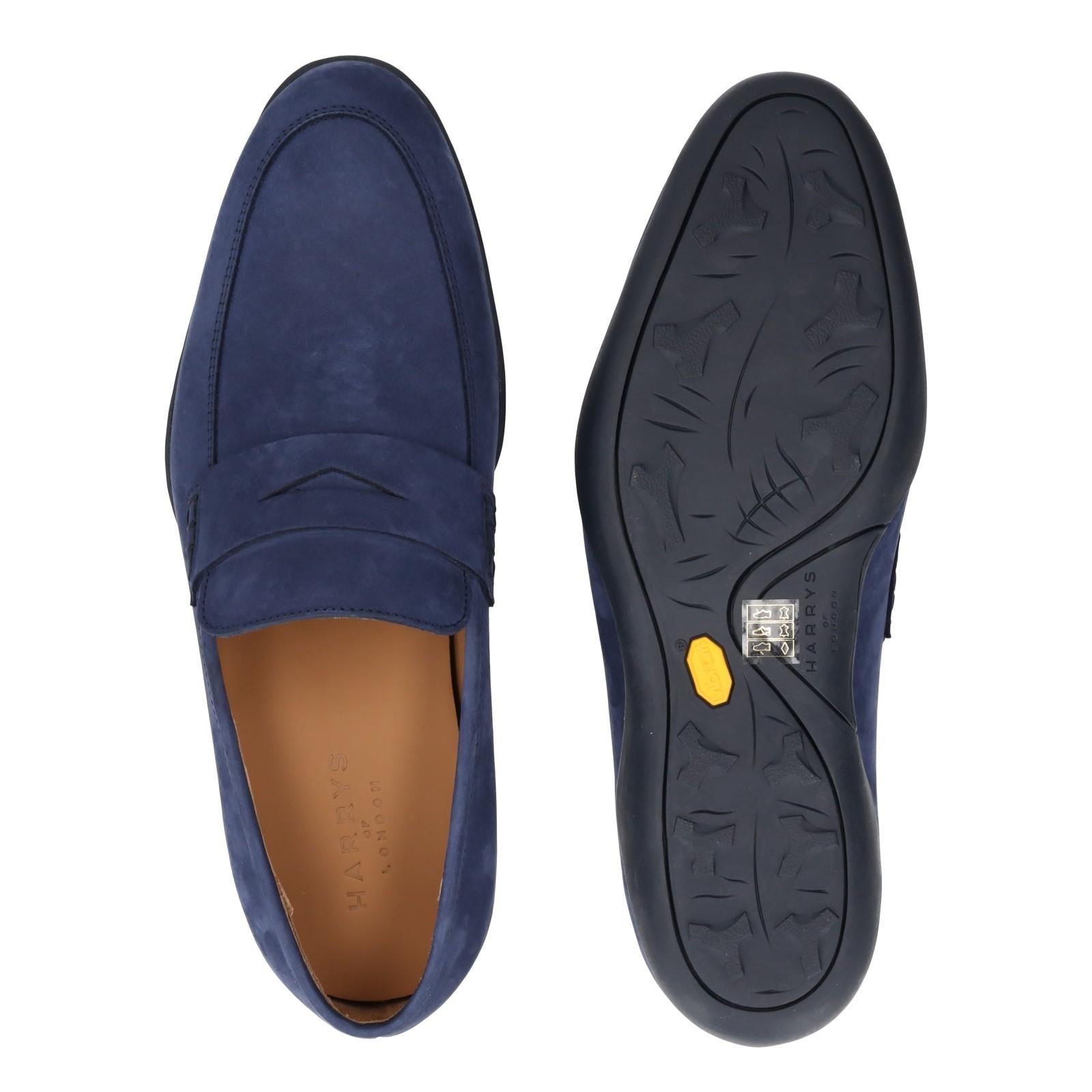 Harrys Of London Downing G Nubuk Loafer Vintage Denim-MALFORD OF LONDON SAVILE ROW MENSWEAR OUTLET