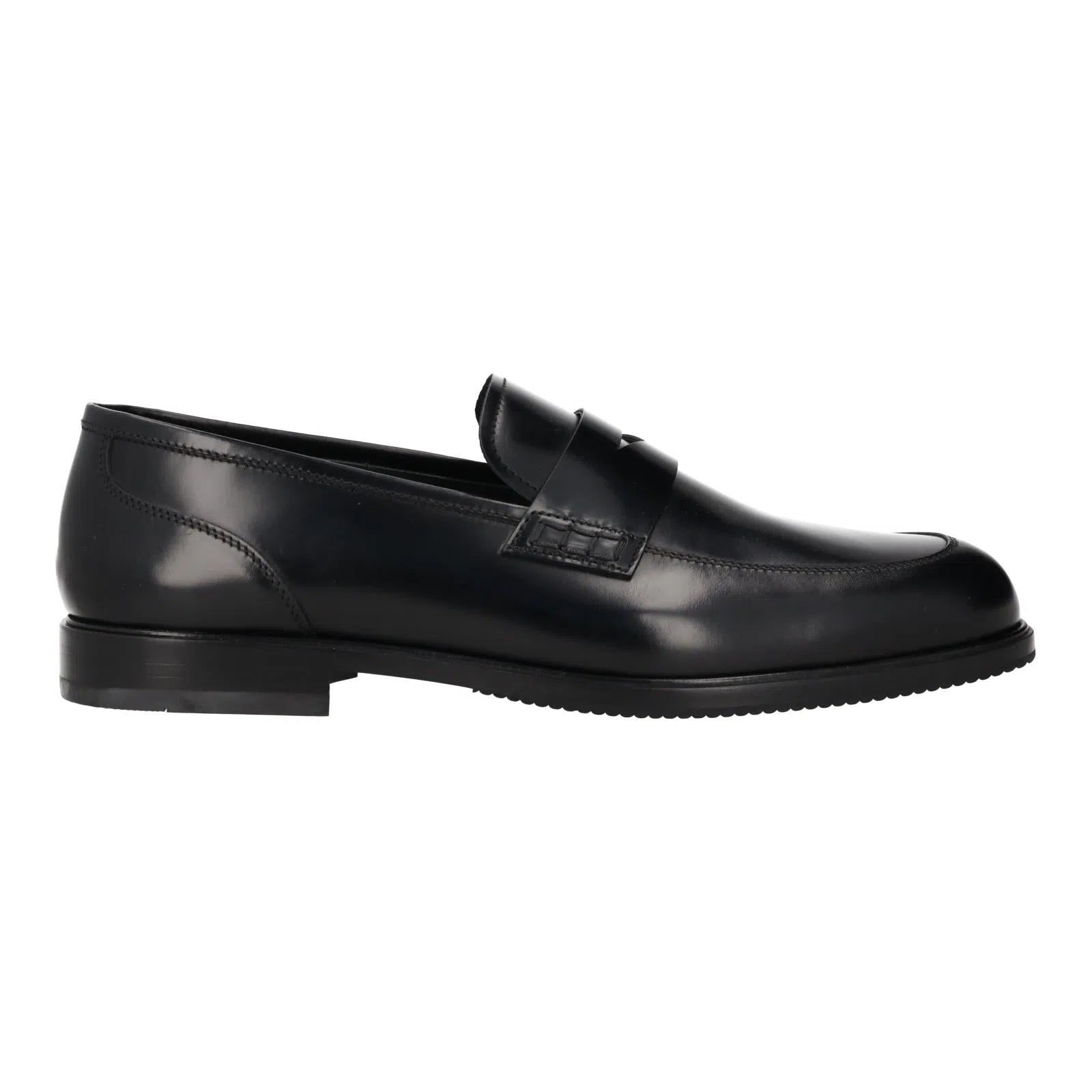 Harrys Of London Eddie G Brush Leather Loafer Black-MALFORD OF LONDON SAVILE ROW MENSWEAR OUTLET