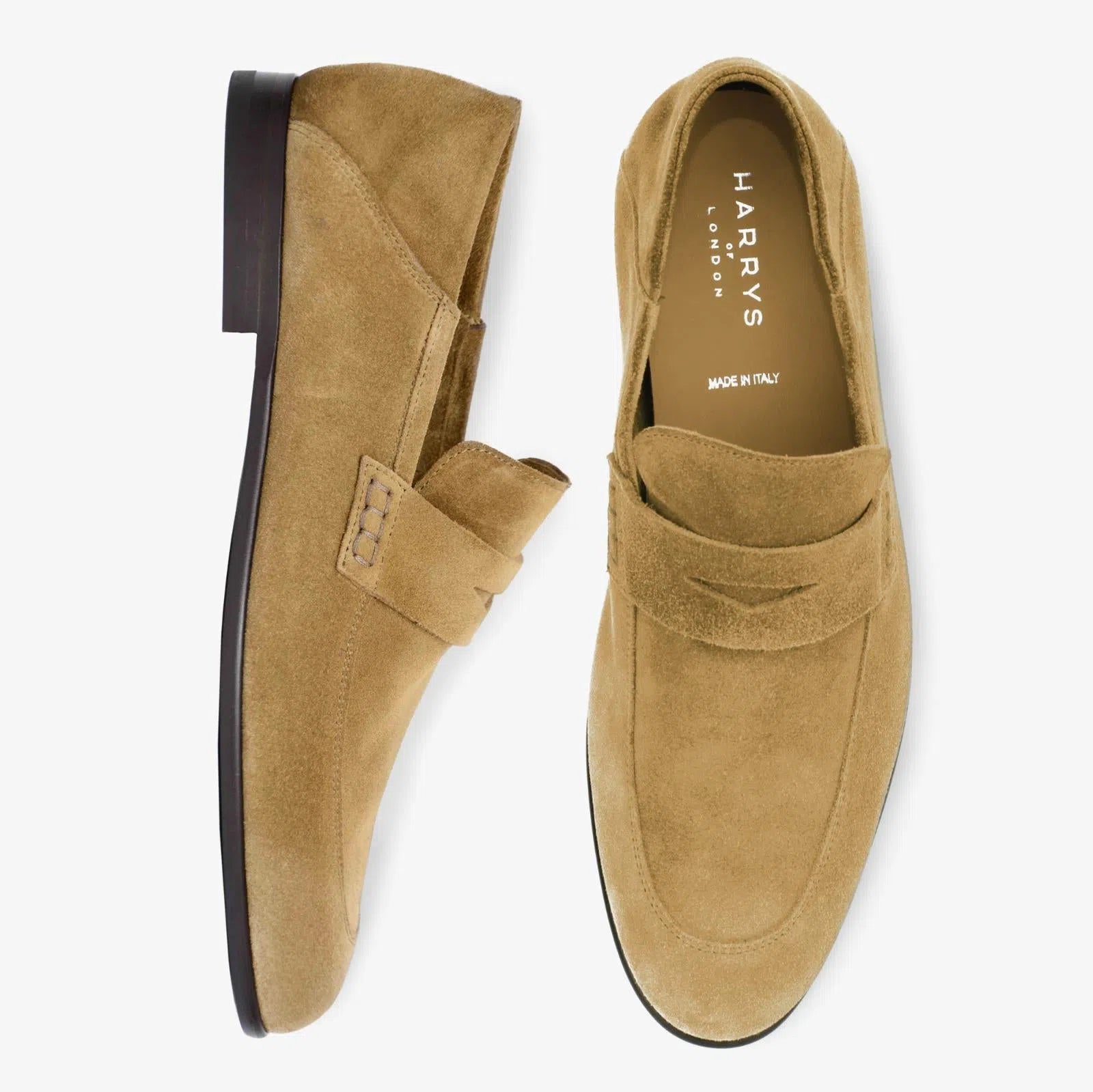 Harrys Of London Edward F Suede Shoe Khaki Brown-MALFORD OF LONDON SAVILE ROW MENSWEAR OUTLET