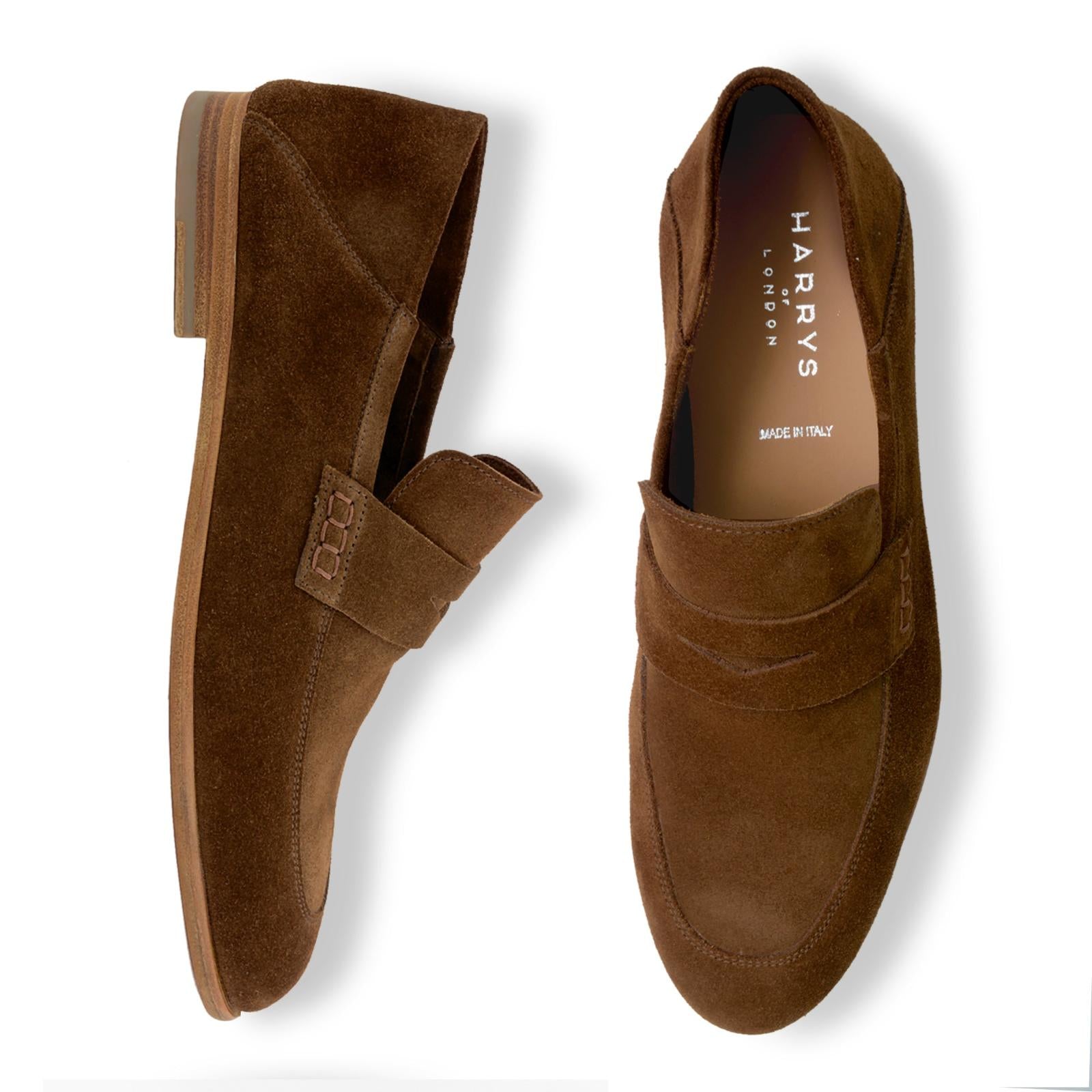 Harrys Of London Edward F Suede shoe Chestnut-MALFORD OF LONDON SAVILE ROW MENSWEAR OUTLET