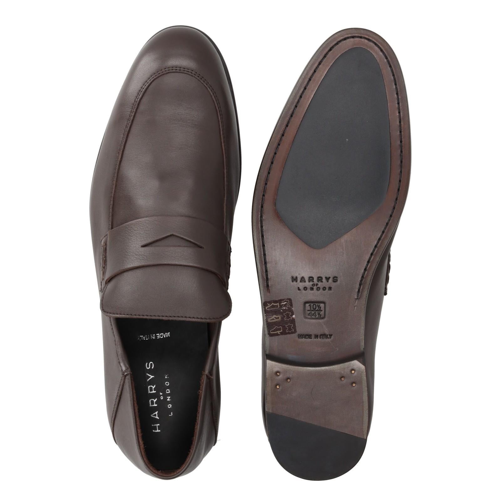 Harrys Of London Edward Soft F Leather Loafer Dark Brown-MALFORD OF LONDON SAVILE ROW MENSWEAR OUTLET