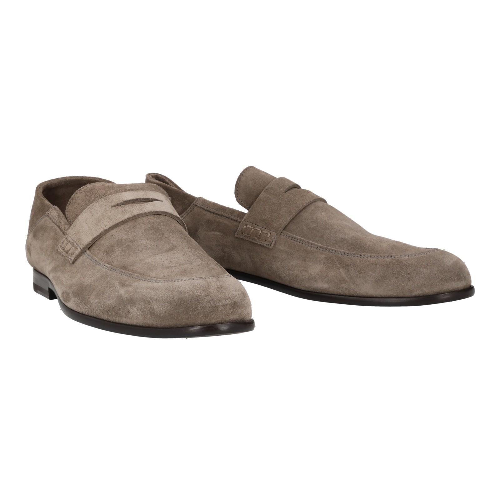 Harrys Of London Edward Soft F Suede Penny Loafer Taupe-MALFORD OF LONDON SAVILE ROW MENSWEAR OUTLET