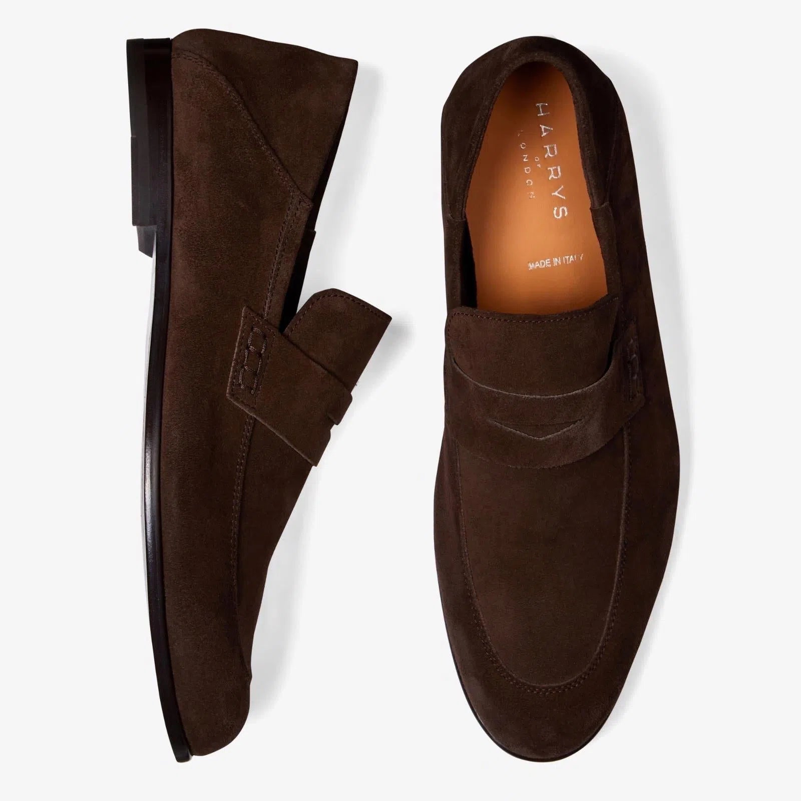 Harrys Of London Edward Soft G Suede Shoe Ebony-MALFORD OF LONDON SAVILE ROW MENSWEAR OUTLET