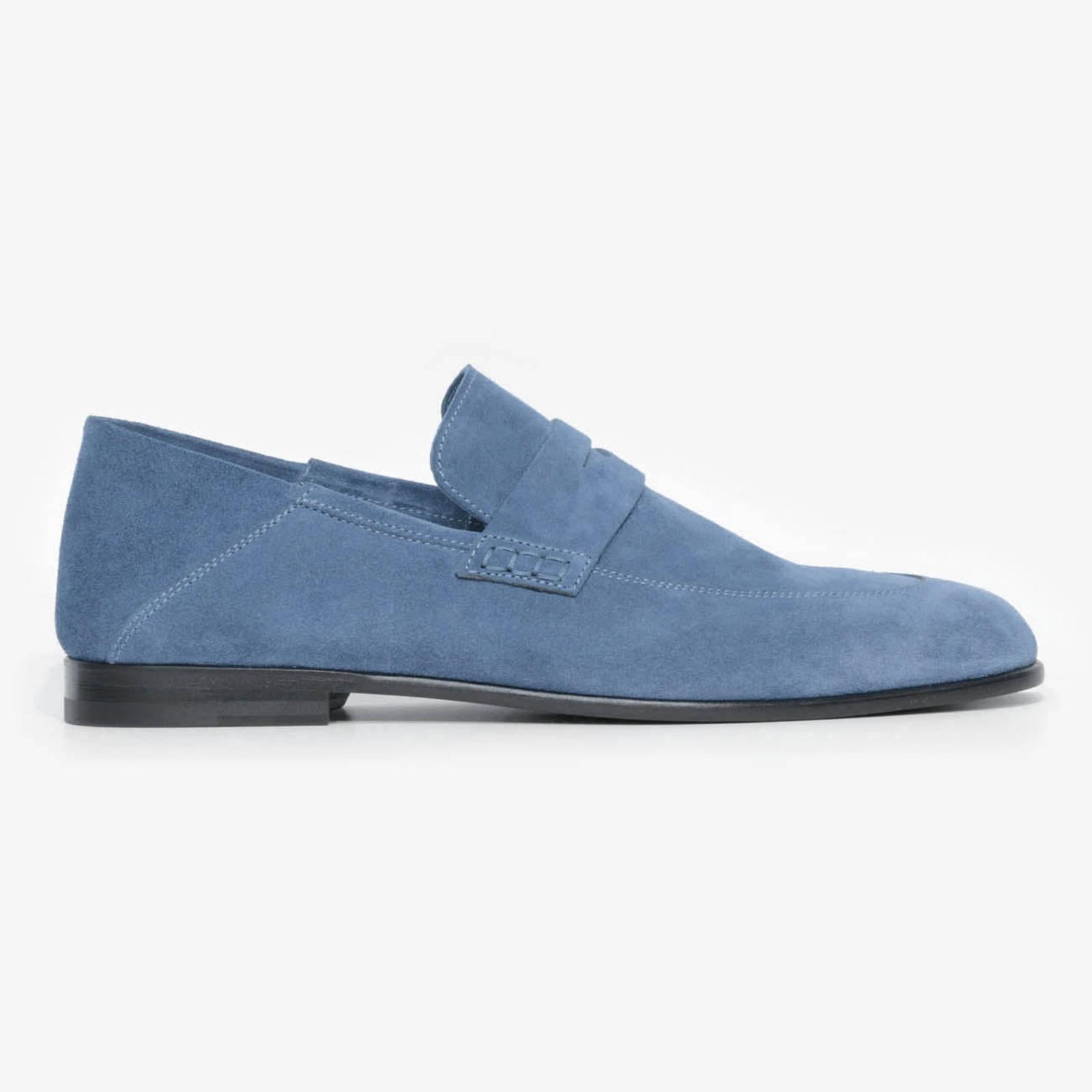 Harrys Of London Edward Soft G Suede Shoe Indigo-MALFORD OF LONDON SAVILE ROW MENSWEAR OUTLET