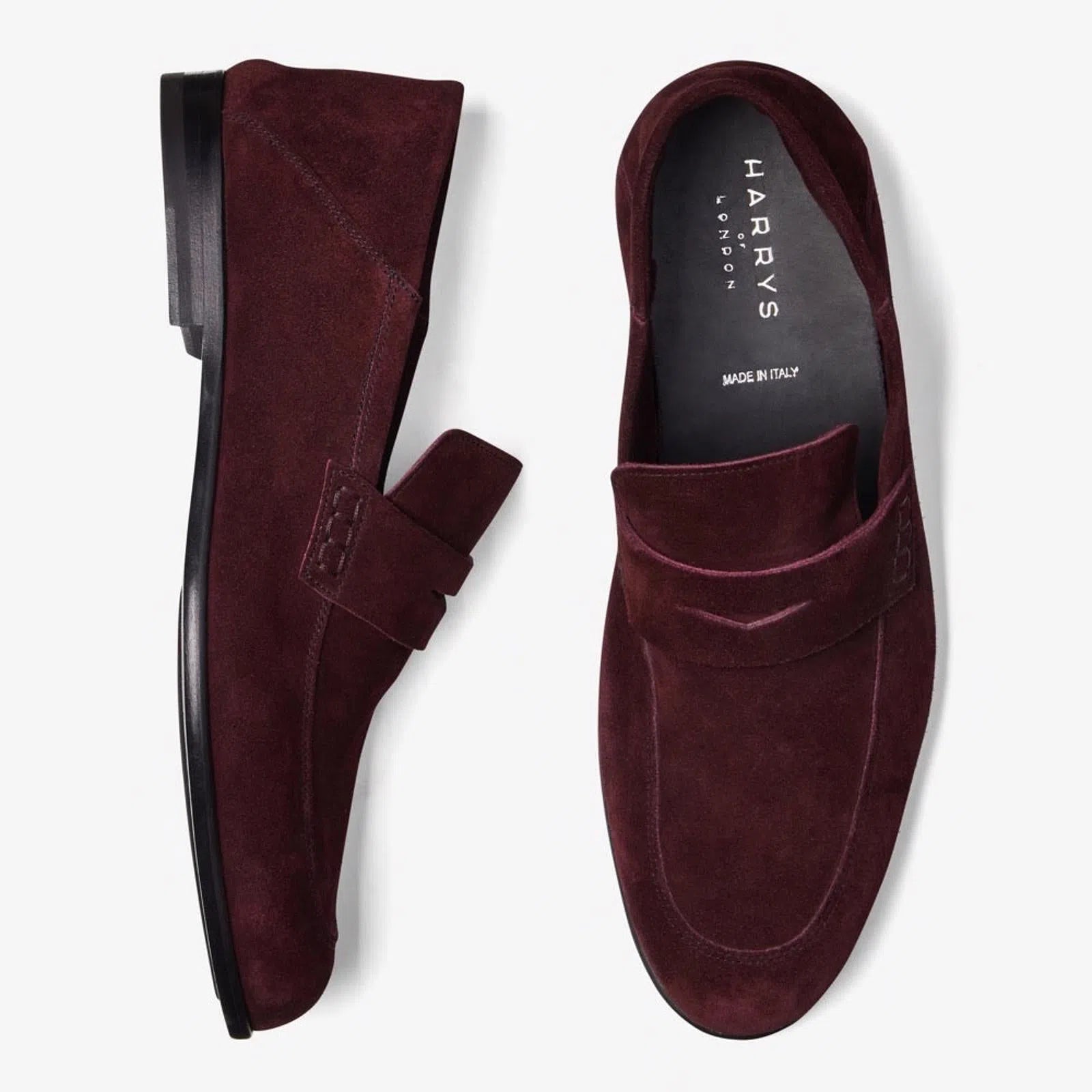 Harrys Of London Edward Soft G Suede Shoe Mahogany-MALFORD OF LONDON SAVILE ROW MENSWEAR OUTLET