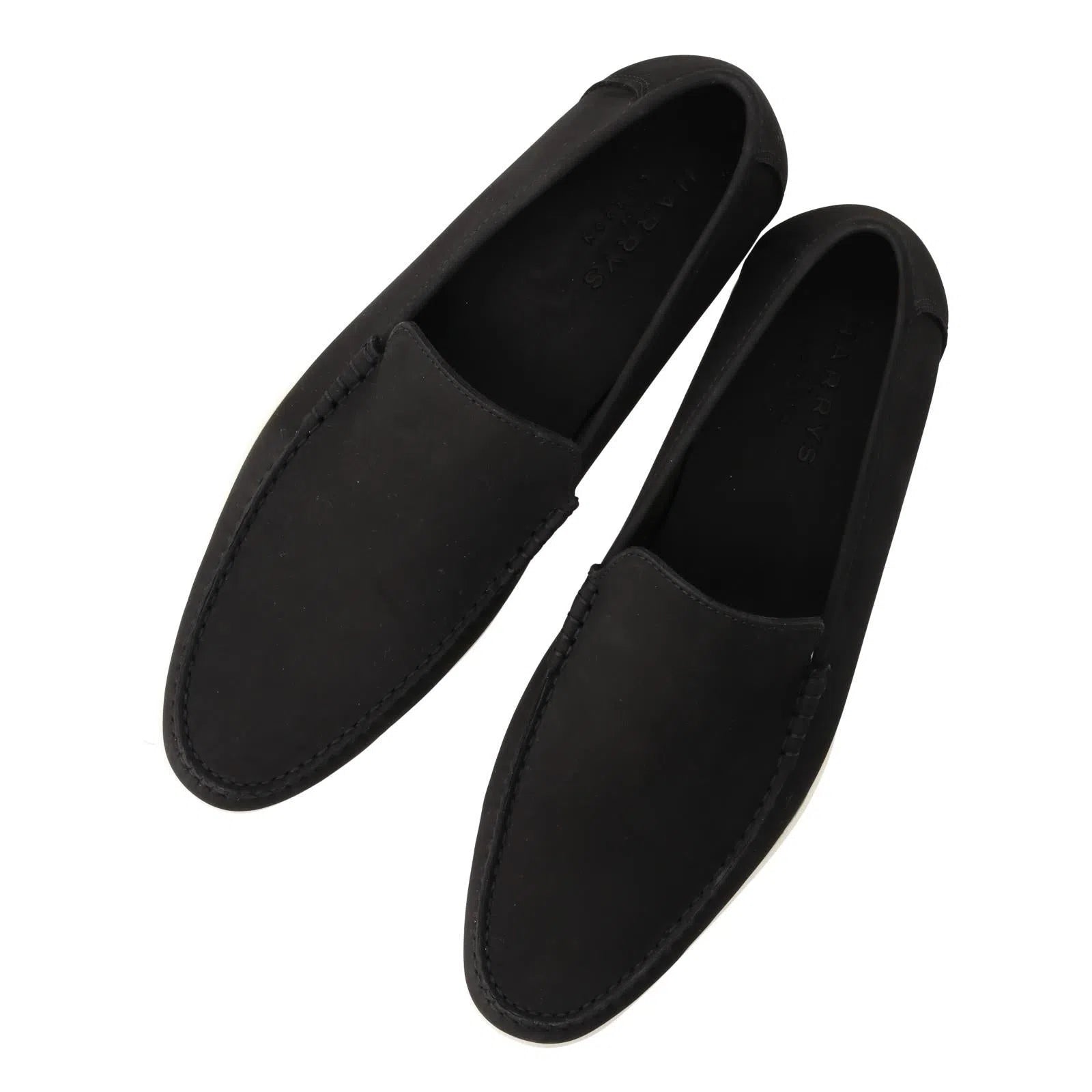 Harrys Of London Glider Nubuk Loafer Shoe Black-MALFORD OF LONDON SAVILE ROW MENSWEAR OUTLET