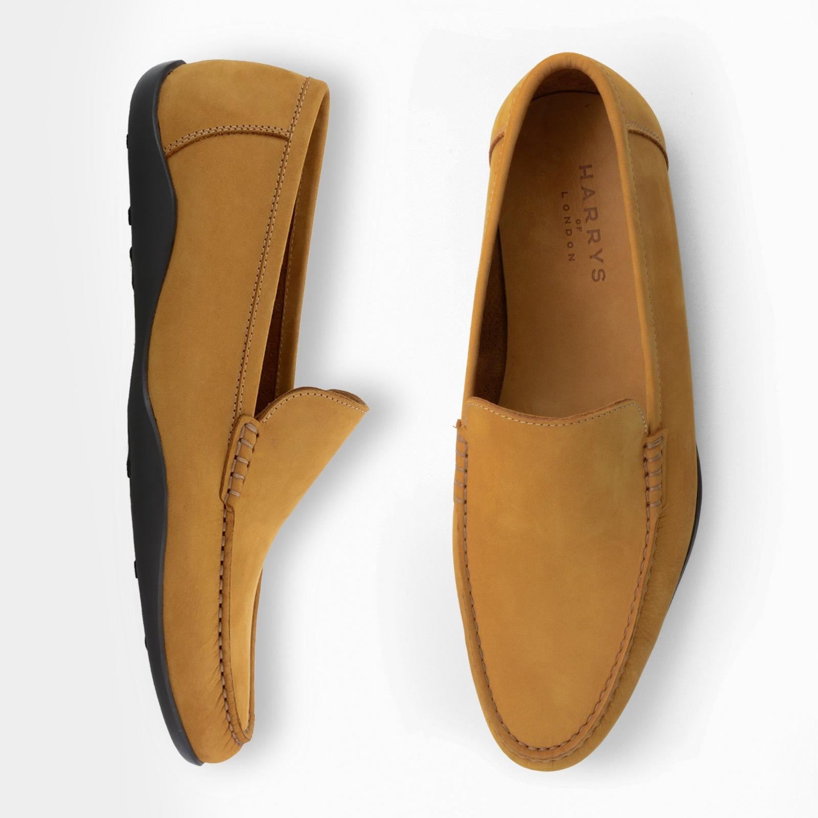 Harrys Of London Glider Nubuk Shoe Golden Yellow-MALFORD OF LONDON SAVILE ROW MENSWEAR OUTLET