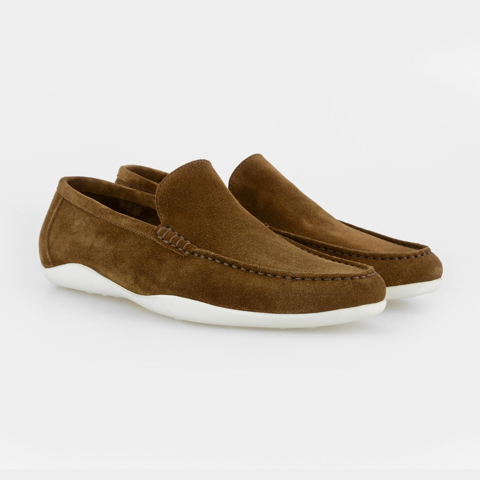 Harrys Of London Glider Suede Shoe Chestnut-MALFORD OF LONDON SAVILE ROW MENSWEAR OUTLET