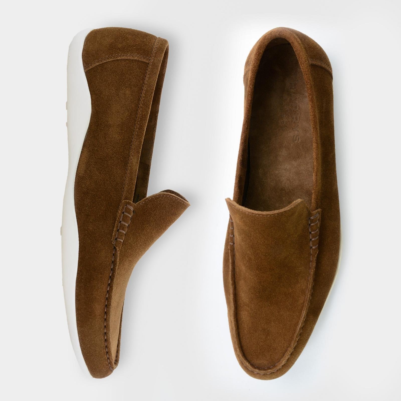 Harrys Of London Glider Suede Shoe Chestnut-MALFORD OF LONDON SAVILE ROW MENSWEAR OUTLET