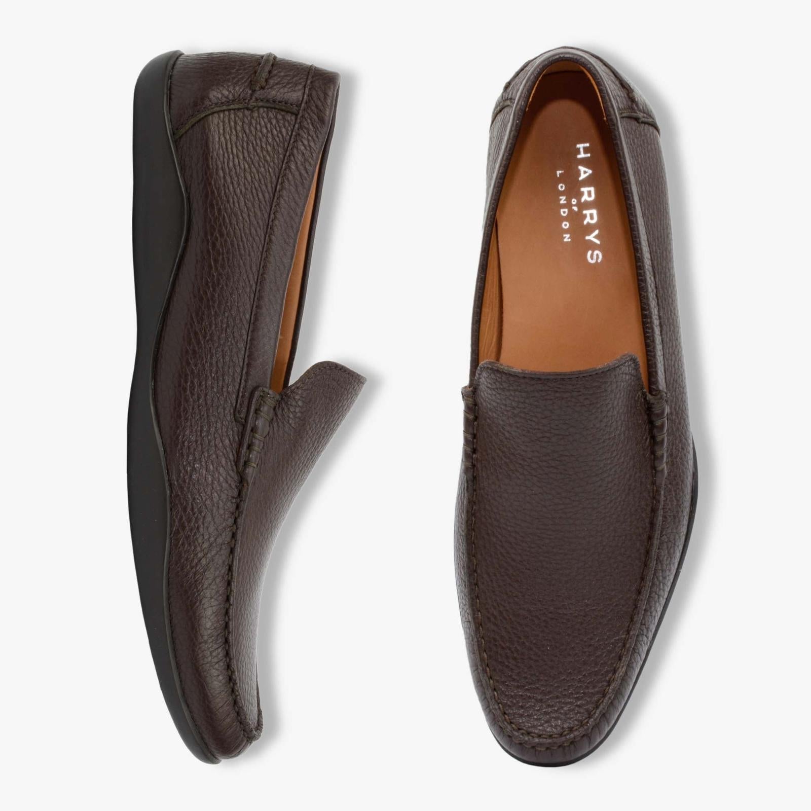 Harrys Of London Greenwich F Brushed Deerskin Loafer Walnut-MALFORD OF LONDON SAVILE ROW MENSWEAR OUTLET