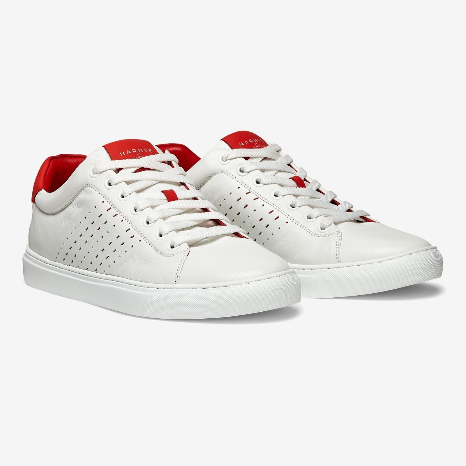 Harrys Of London Grid Nappa Trainer White/Red