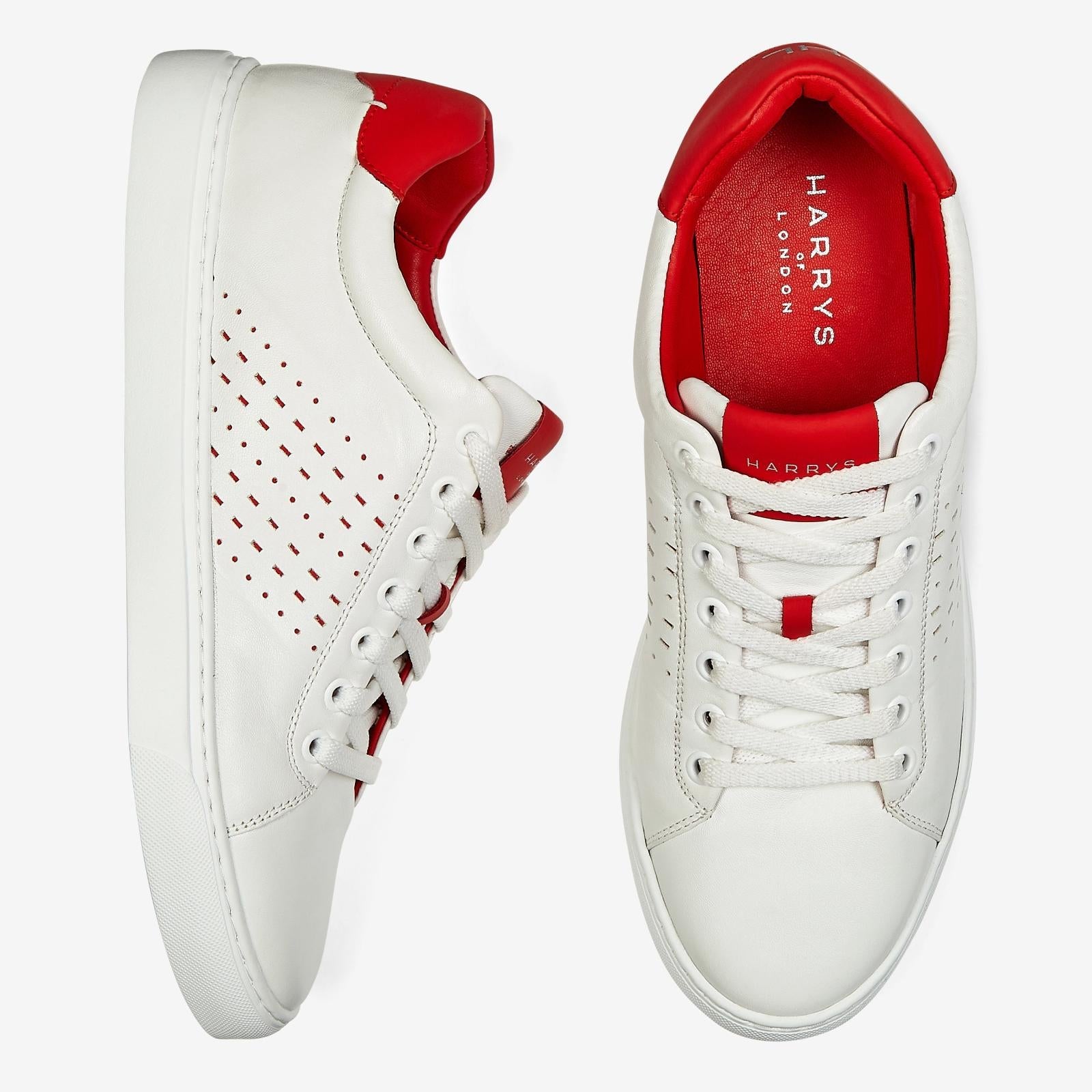 Harrys Of London Grid Nappa Trainer White/Red