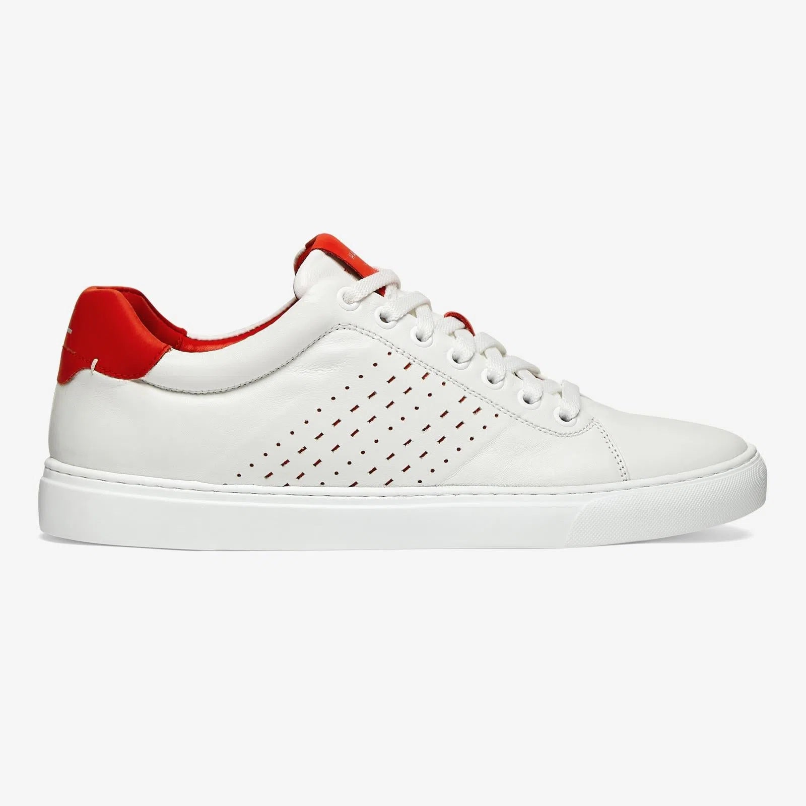 Harrys Of London Grid Nappa Trainer White/Red-MALFORD OF LONDON SAVILE ROW MENSWEAR OUTLET