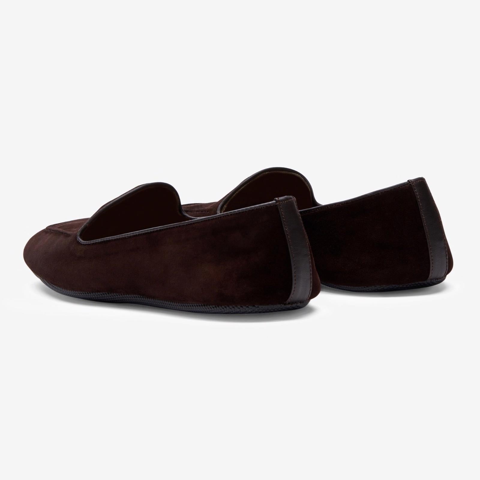 Harrys Of London Hatfield Kid Suede/Lamb Fur Shoes Dark Brown-MALFORD OF LONDON SAVILE ROW MENSWEAR OUTLET