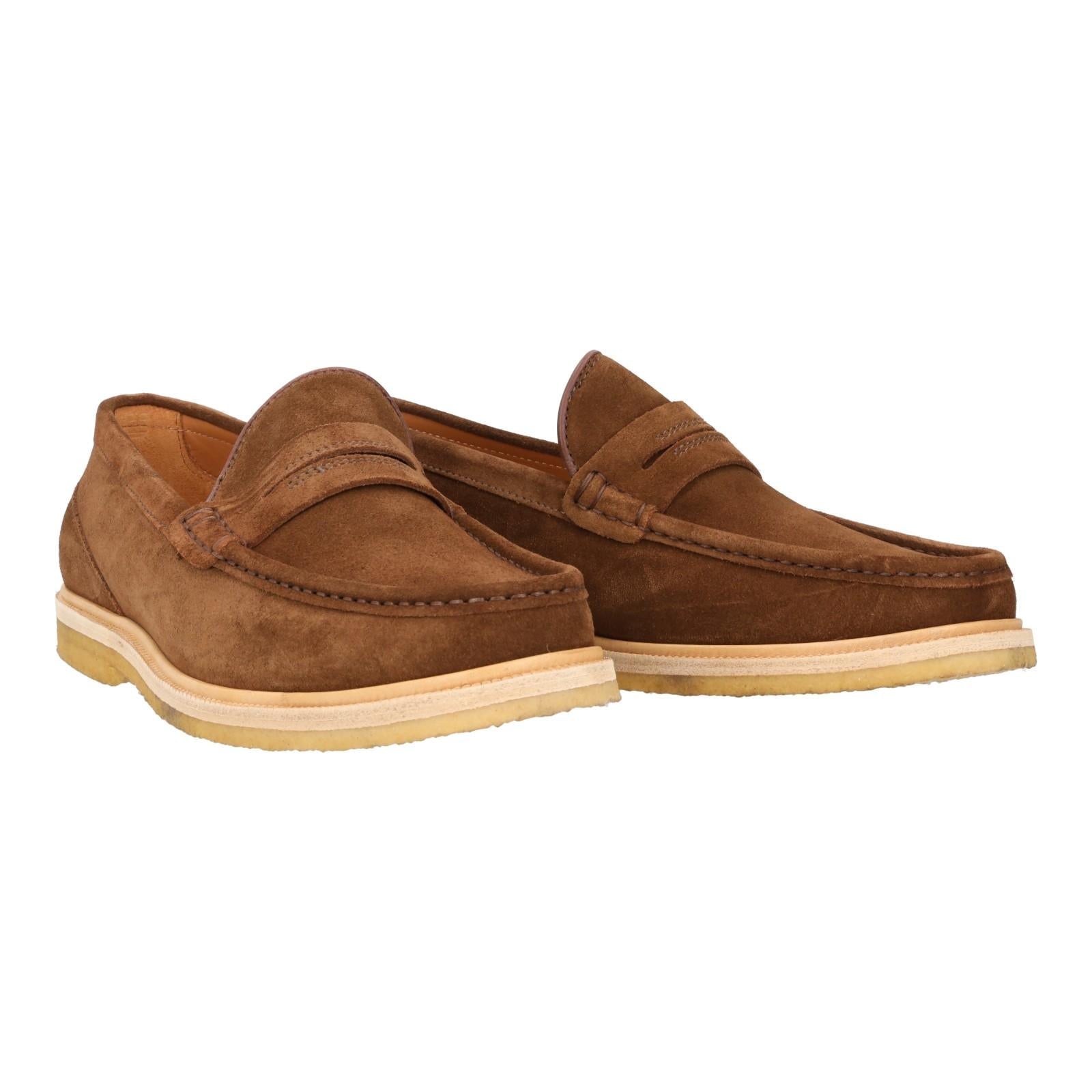 Harrys Of London Healey Suede Penny Loafer Cigar Brown-MALFORD OF LONDON SAVILE ROW MENSWEAR OUTLET