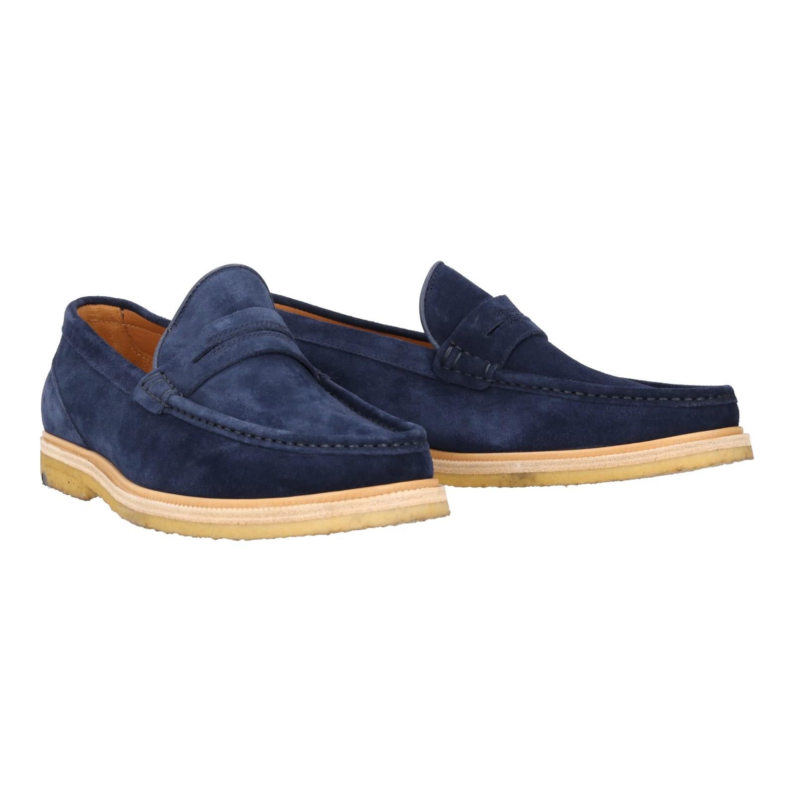 Harrys Of London Healey Suede Penny Loafer Navy-MALFORD OF LONDON SAVILE ROW MENSWEAR OUTLET