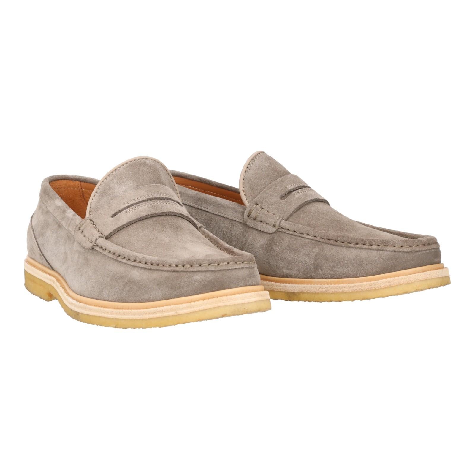 Harrys Of London Healey Suede Penny Loafer Taupe-MALFORD OF LONDON SAVILE ROW MENSWEAR OUTLET