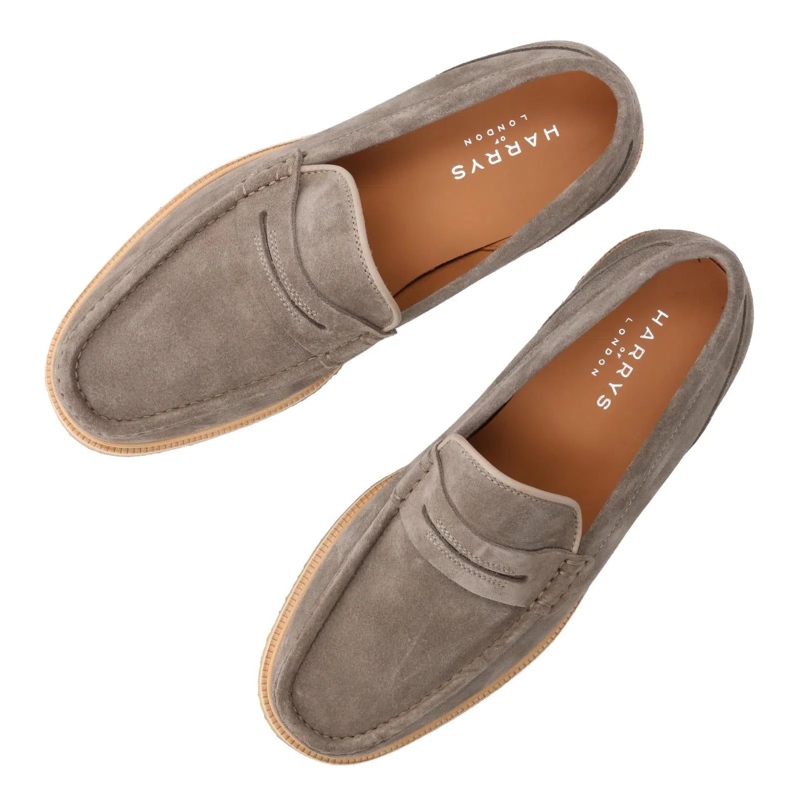 Harrys Of London Healey Suede Penny Loafer Taupe-MALFORD OF LONDON SAVILE ROW MENSWEAR OUTLET