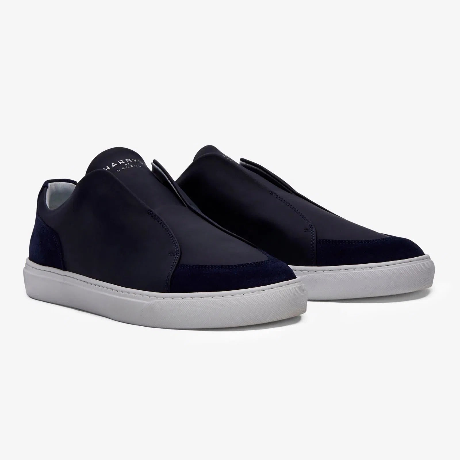 Harrys Of London Jaunty Tech Leather/Suede Trainer Navy-MALFORD OF LONDON SAVILE ROW MENSWEAR OUTLET