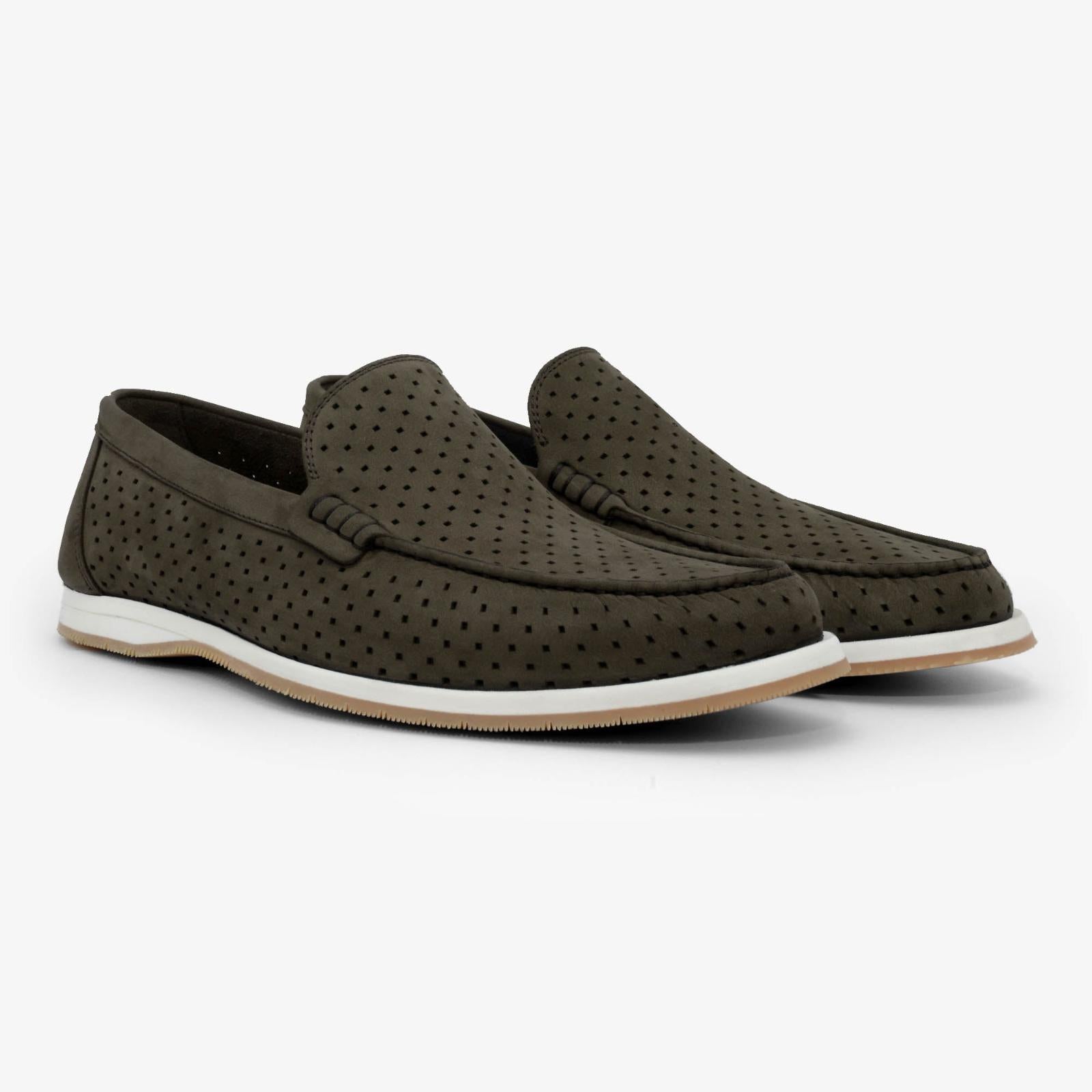 Harrys Of London Kitts Perforated Nubuck Shoe-MALFORD OF LONDON SAVILE ROW MENSWEAR OUTLET