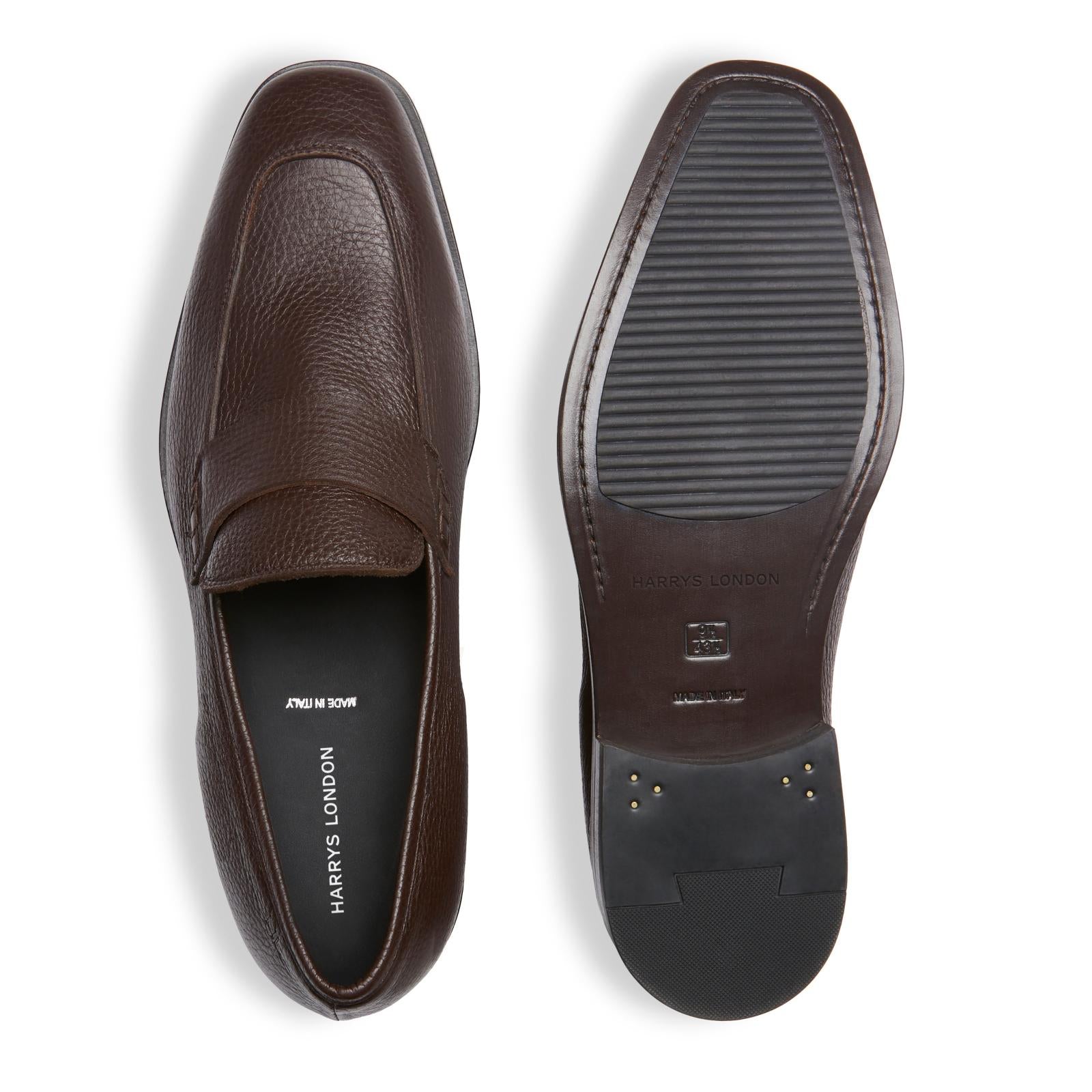 Harrys Of London Leon G Deerskin Loafer Dark Brown-MALFORD OF LONDON SAVILE ROW MENSWEAR OUTLET