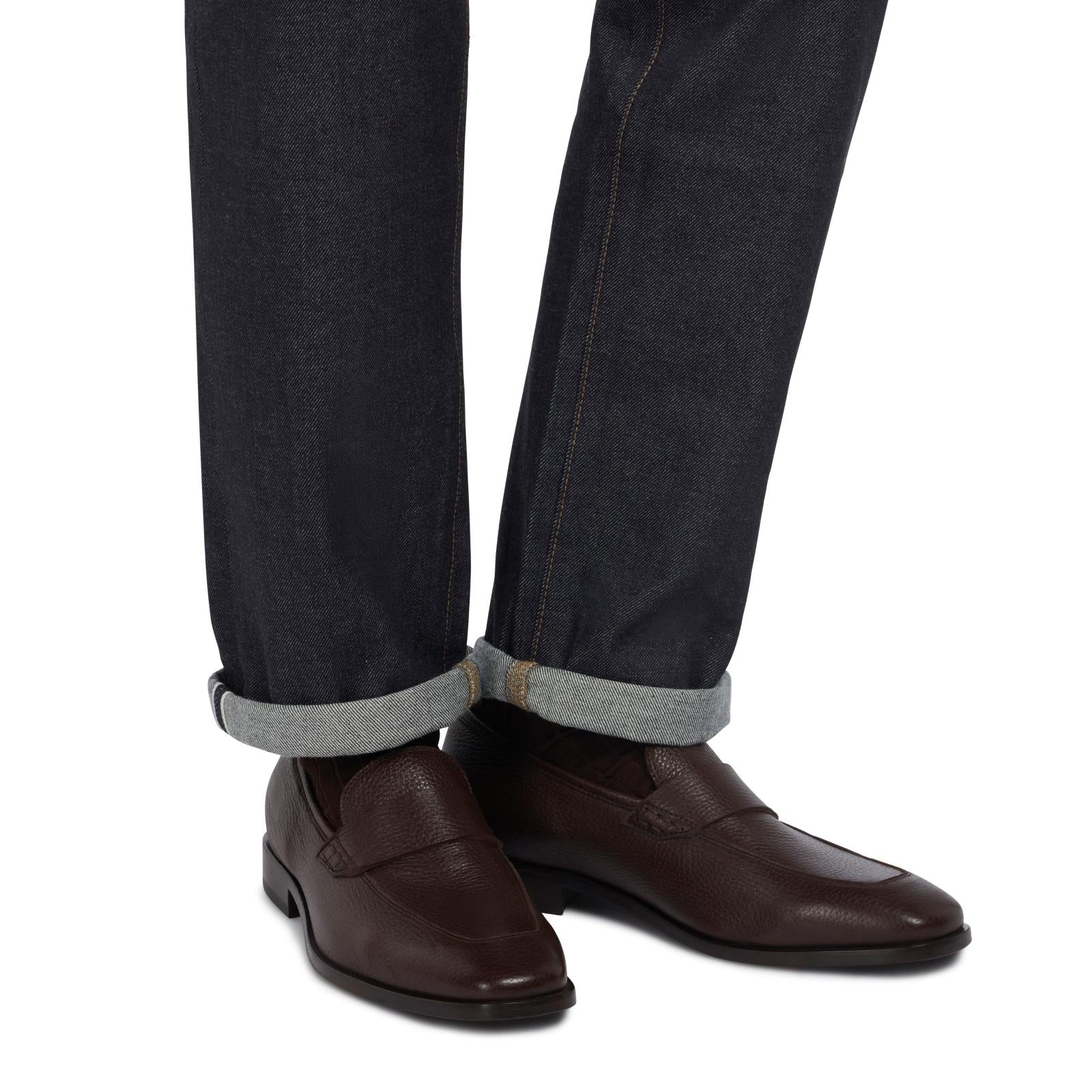 Harrys Of London Leon G Deerskin Loafer Dark Brown-MALFORD OF LONDON SAVILE ROW MENSWEAR OUTLET