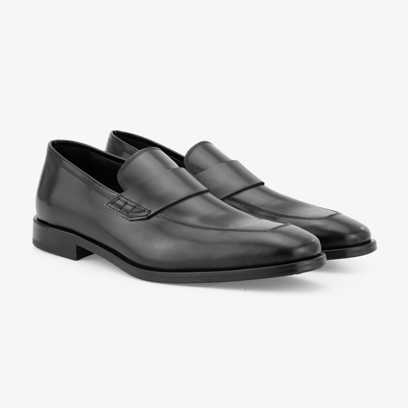 Harrys Of London Leon G Satin Calf Loafer Black-MALFORD OF LONDON SAVILE ROW MENSWEAR OUTLET