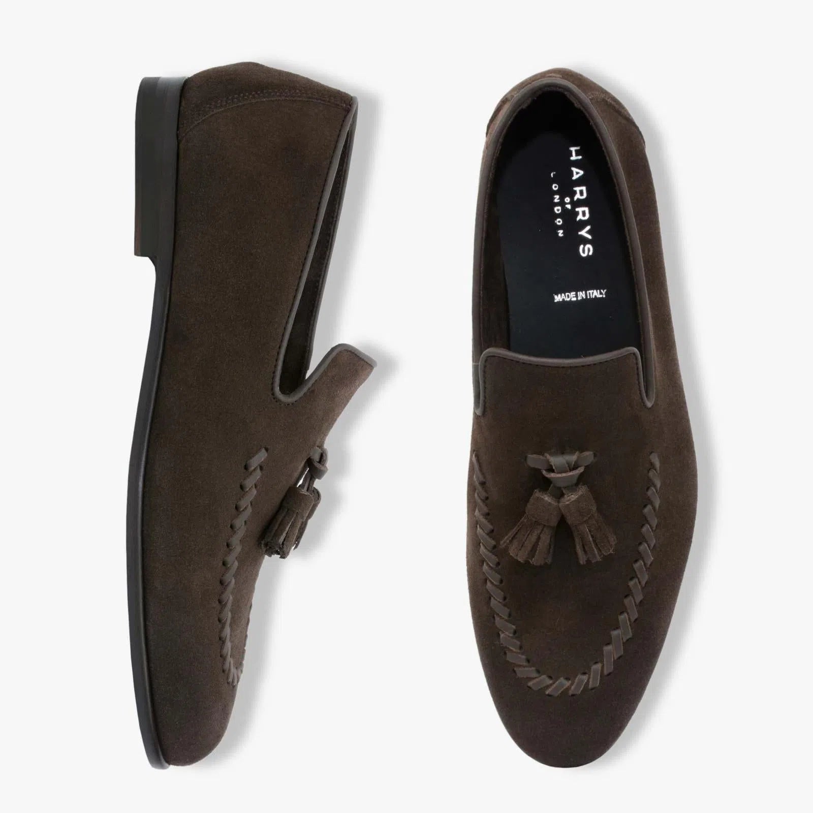 Harrys Of London Louis G Suede Shoe Dark Brown-MALFORD OF LONDON SAVILE ROW MENSWEAR OUTLET