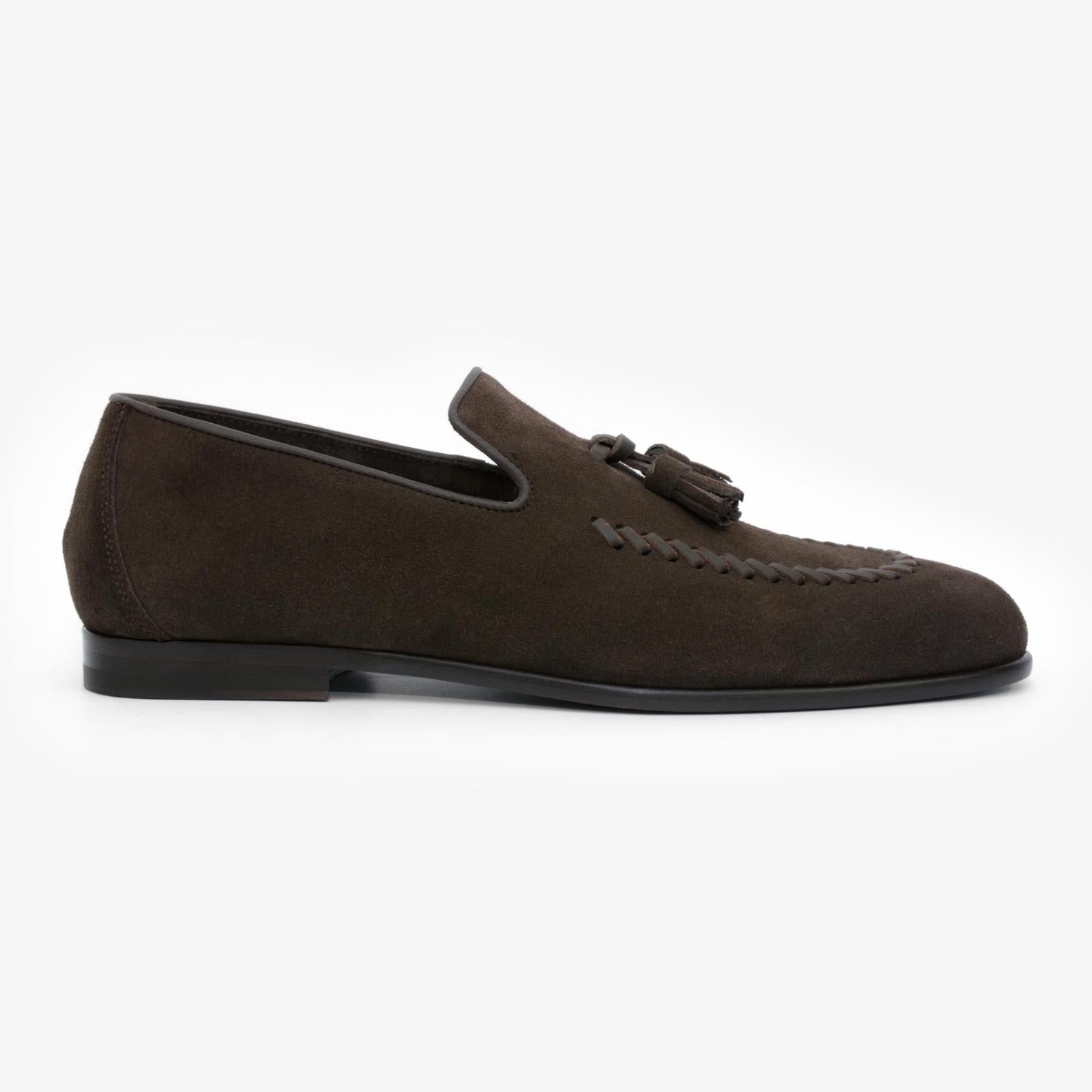 Harrys Of London Louis G Suede Shoe Dark Brown-MALFORD OF LONDON SAVILE ROW MENSWEAR OUTLET