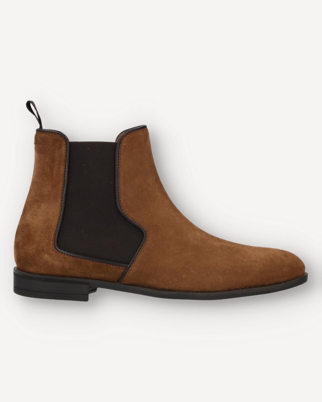 Harrys Of London Mark F Suede Chelsea Boot Cigar Brown-MALFORD OF LONDON SAVILE ROW MENSWEAR OUTLET