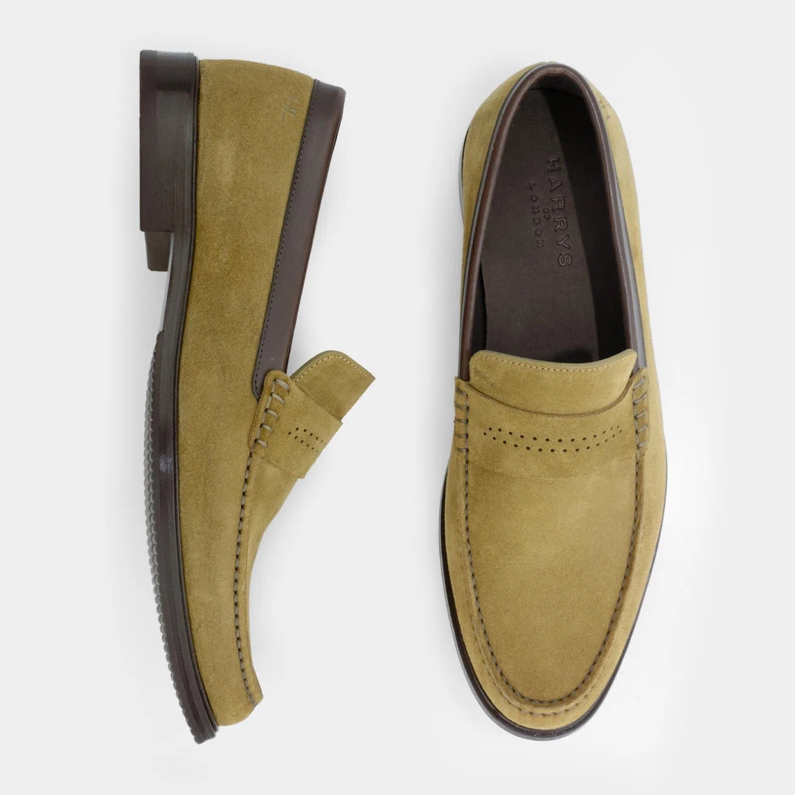 Harrys Of London Matt G Suede Shoe Khaki Brown-MALFORD OF LONDON SAVILE ROW MENSWEAR OUTLET