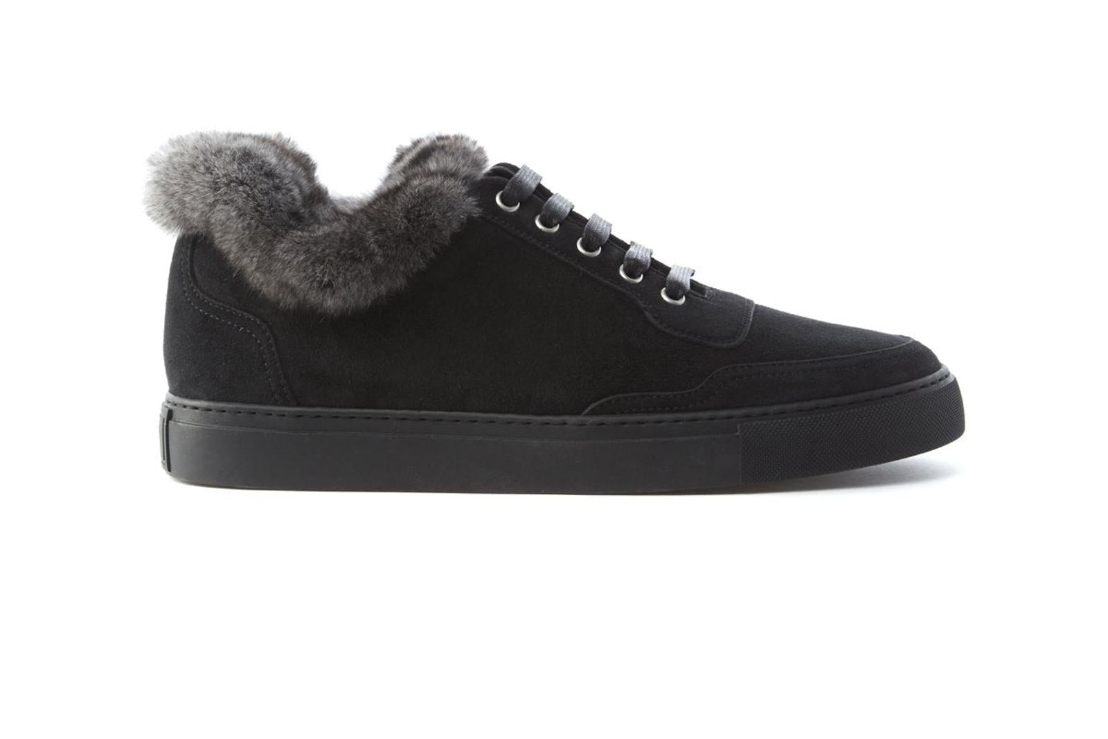 Harrys Of London Mr Jones Suede/Chinchilla Black Trainer Sole L Black-MALFORD OF LONDON SAVILE ROW MENSWEAR OUTLET