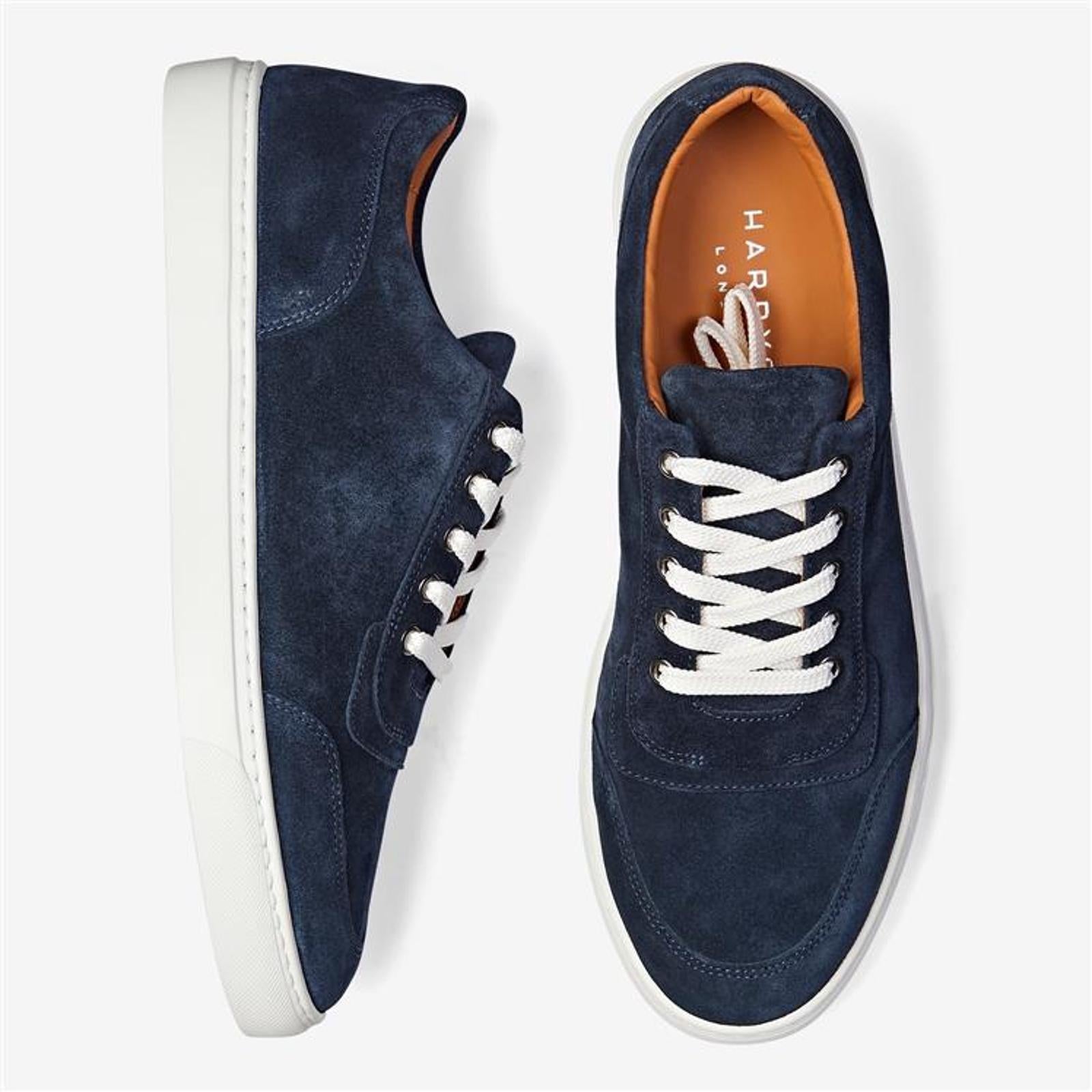 Harrys Of London Nimble Suede Trainer Dark Navy/Charcoal-MALFORD OF LONDON SAVILE ROW MENSWEAR OUTLET