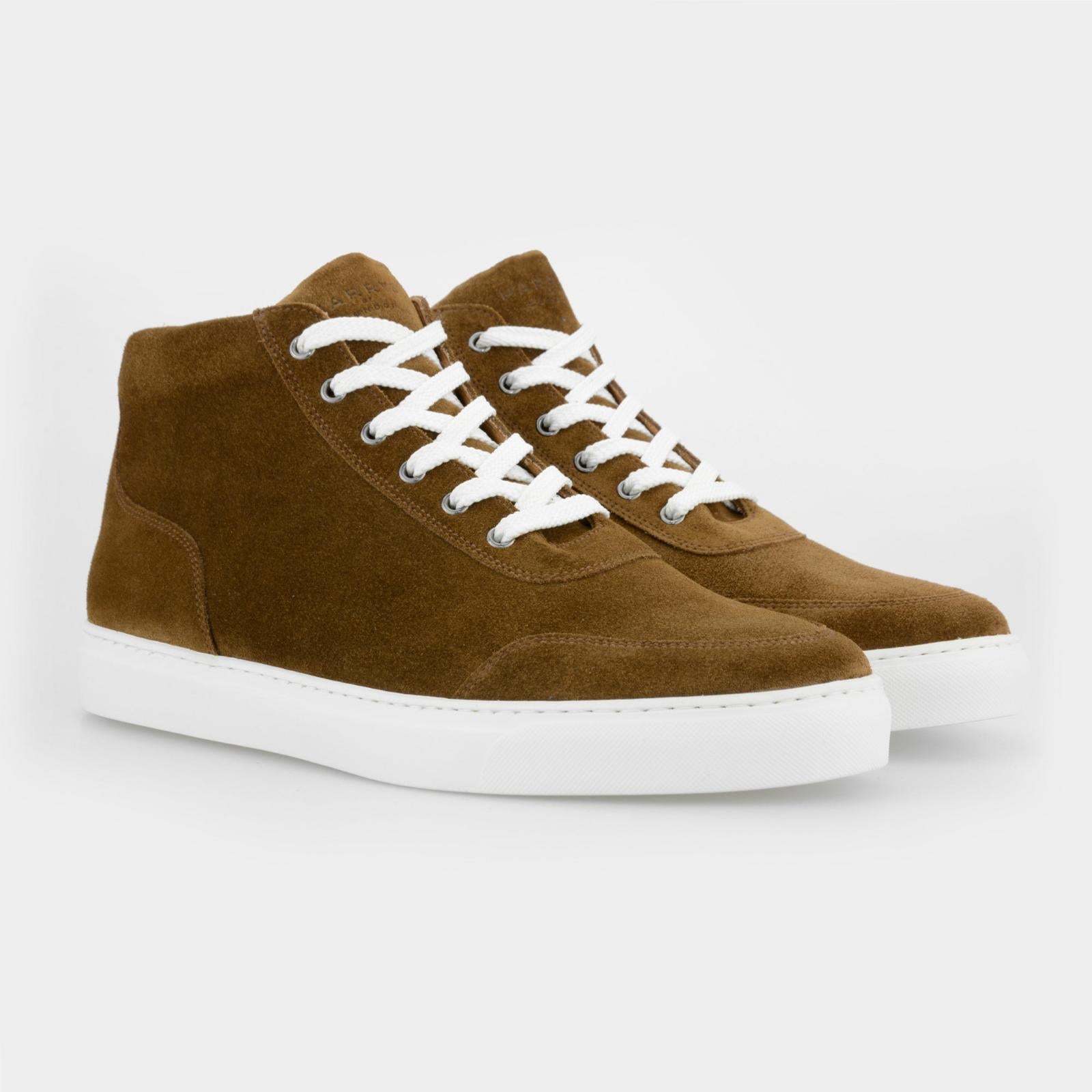 Harrys Of London Nimble high Suede Trainer Chestnut-MALFORD OF LONDON SAVILE ROW MENSWEAR OUTLET